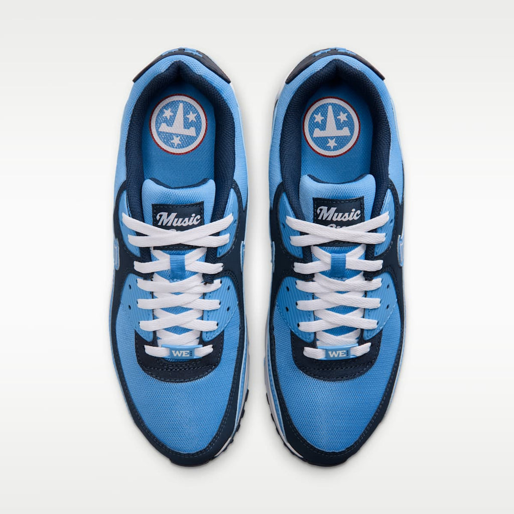 Nike Air Max 90 (Tennessee Titans) Men's NFL Shoes - Coast/College Navy/White - Image 4