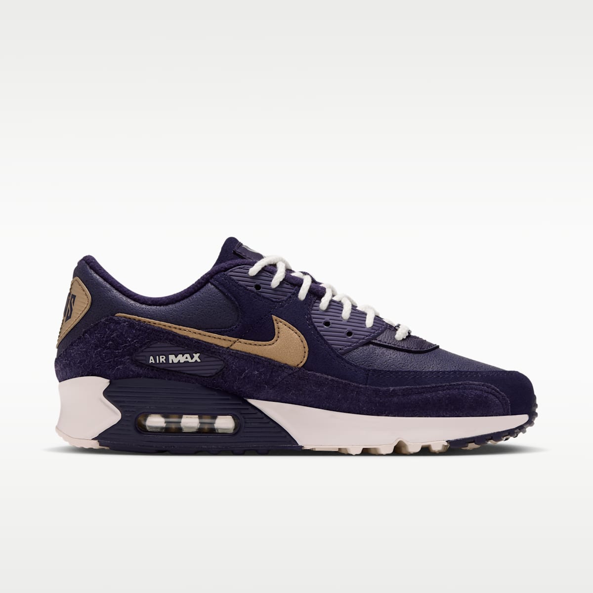 Nike Air Max 90 (Minnesota Vikings) Men's NFL Shoes - Purple Dynasty/Pale Ivory/Metallic Gold - Image 3