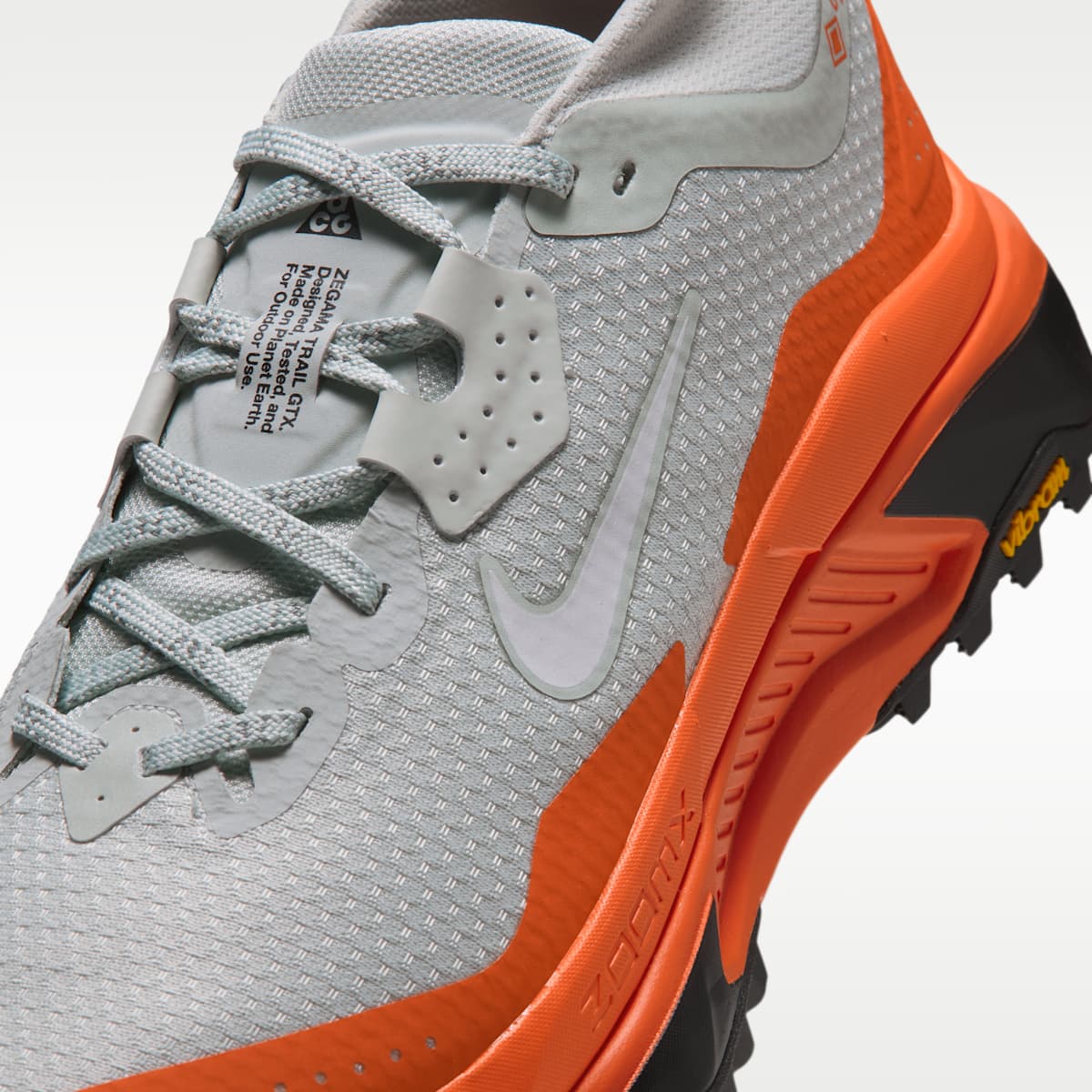 ACG Zegama Trail GORE-TEX Men's Waterproof Trail Running Shoes - Light Silver/Safety Orange/Black/Summit White - Image 7