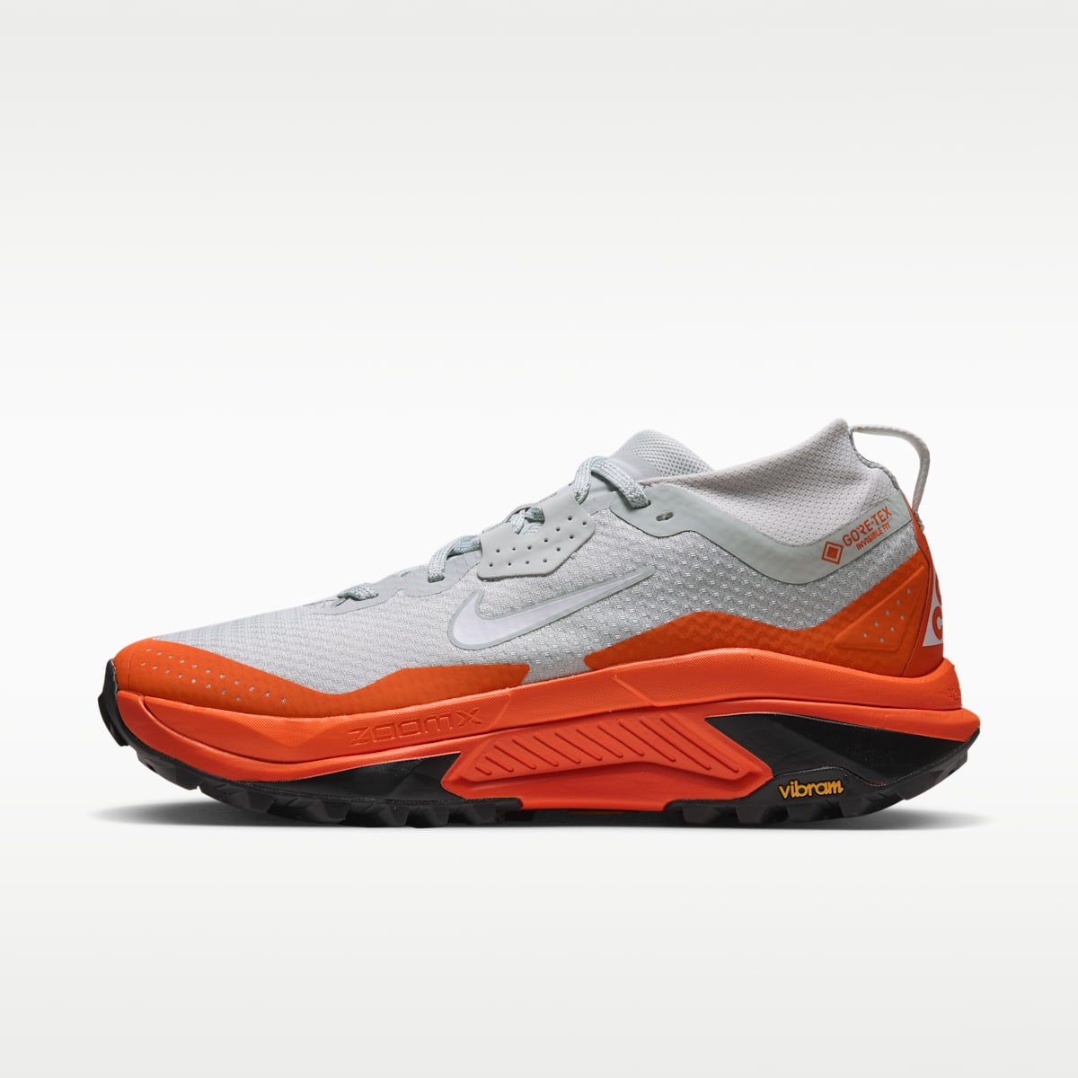 ACG Zegama Trail GORE-TEX Men's Waterproof Trail Running Shoes - Light Silver/Safety Orange/Black/Summit White - Image 1