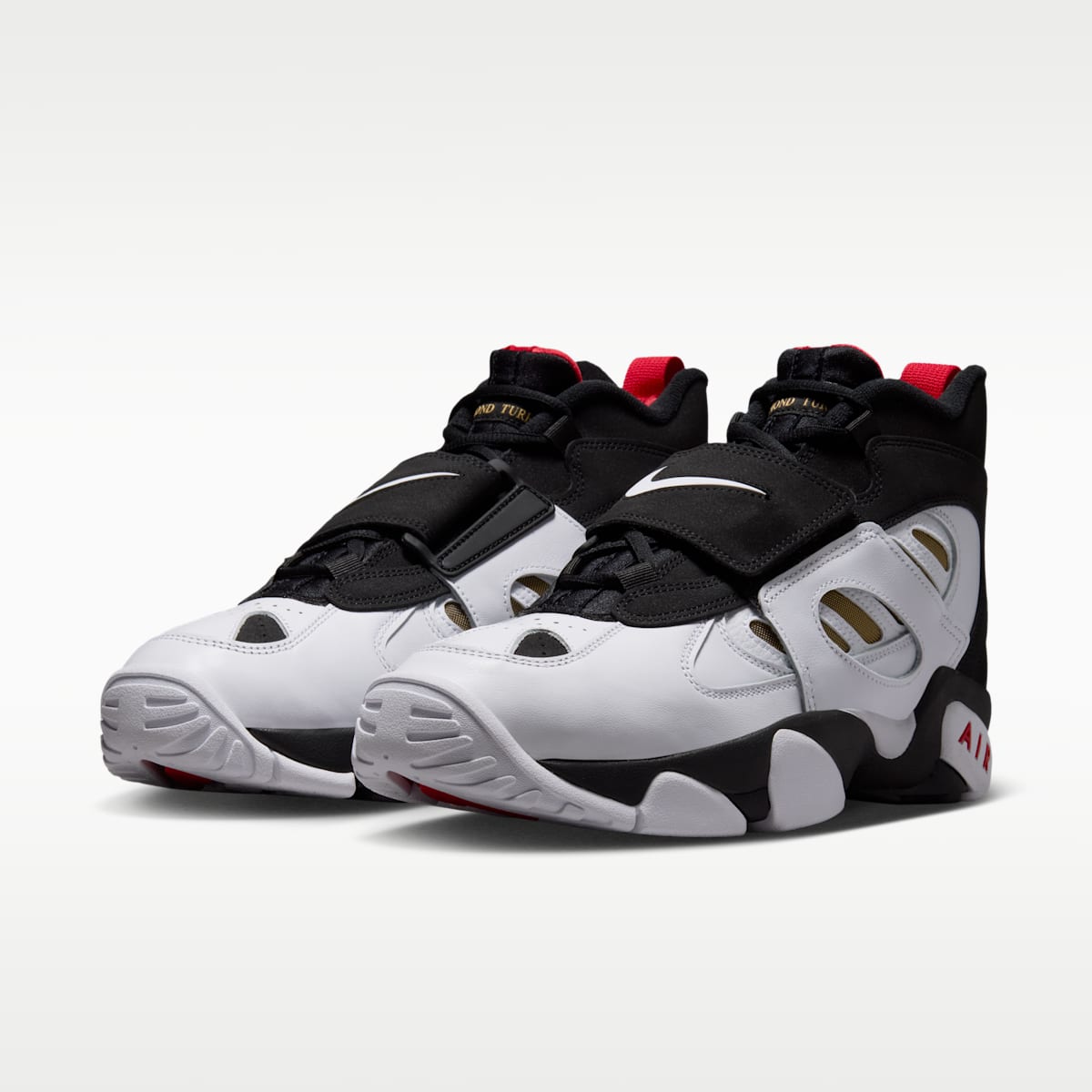 Nike Air Diamond Turf 2 Men's Shoes - Black/Fire Red/Metallic Gold/White - Image 5
