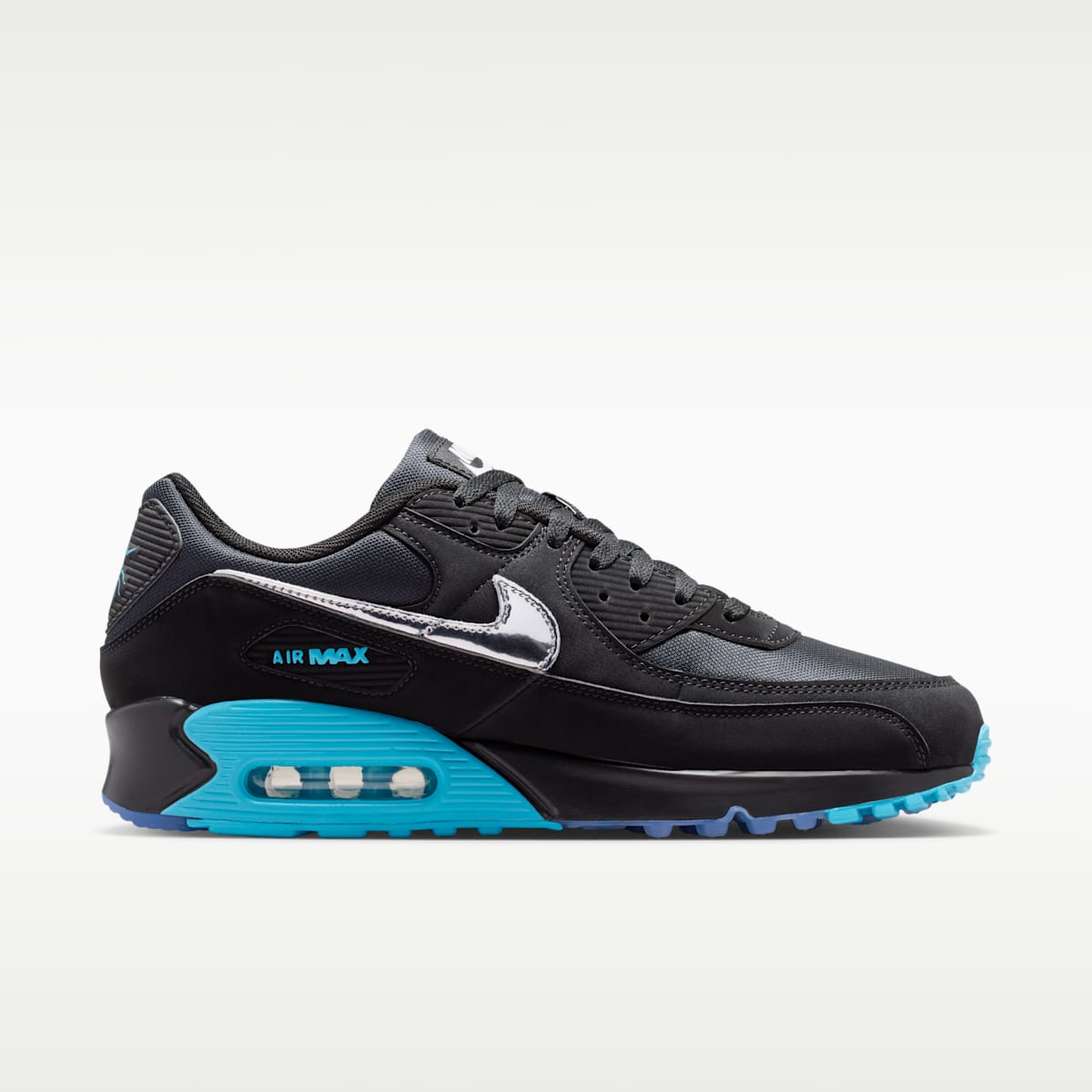 Nike Air Max 90 Premium "Scorpion" Men's Shoes - Black/Gamma Blue/Ice/Chrome - Image 3