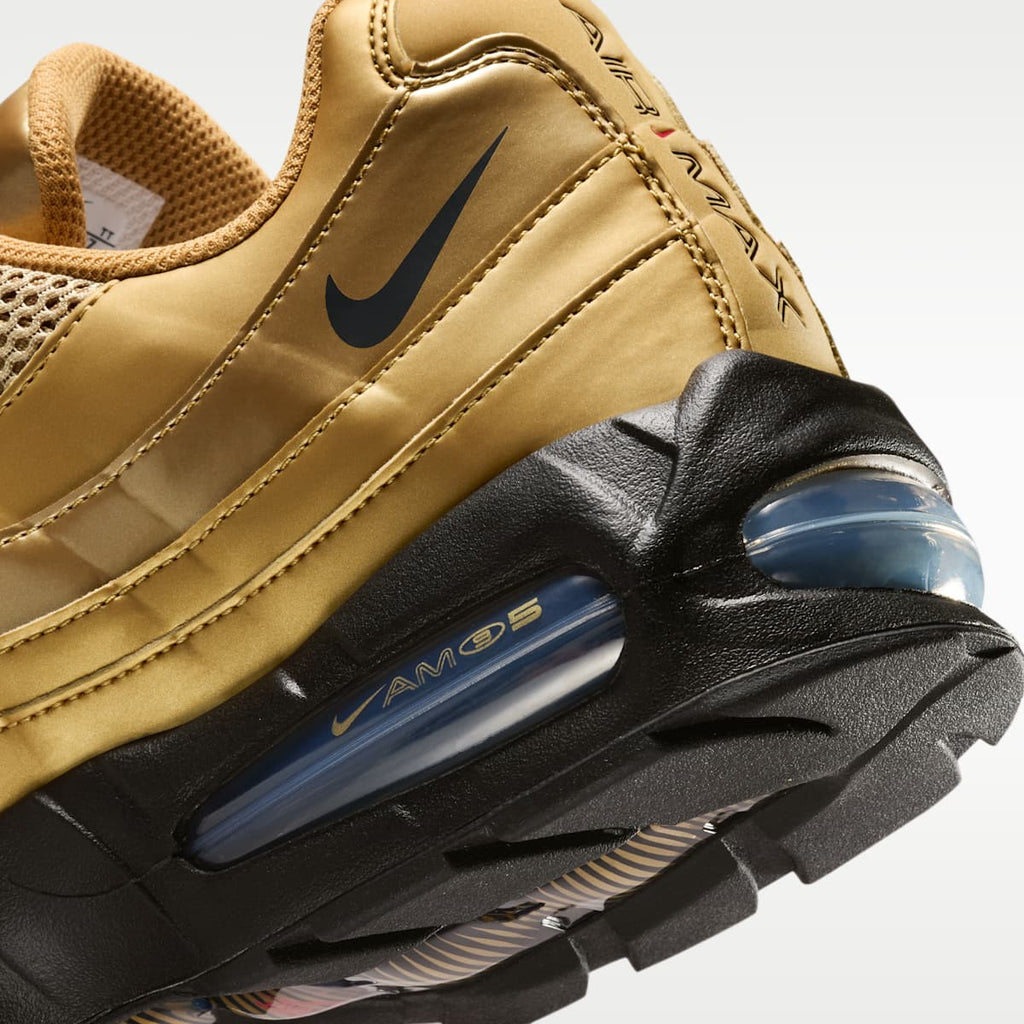 Nike Air Max 95 "Big Bubble" Men's Shoes - Metallic Gold/University Red/Elemental Gold/Black - Image 8