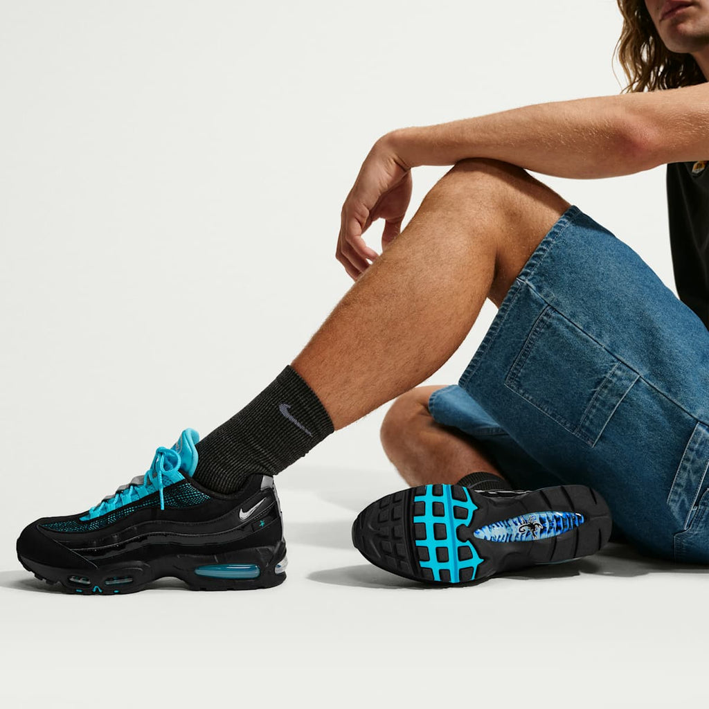 Nike Air Max 95 Big Bubble "Scorpion" Men's Shoes - Black/Gamma Blue/Metallic Silver/Chrome - Image 9