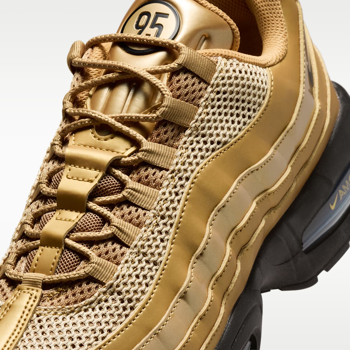 Nike Air Max 95 "Big Bubble" Men's Shoes - Metallic Gold/University Red/Elemental Gold/Black - Image 7