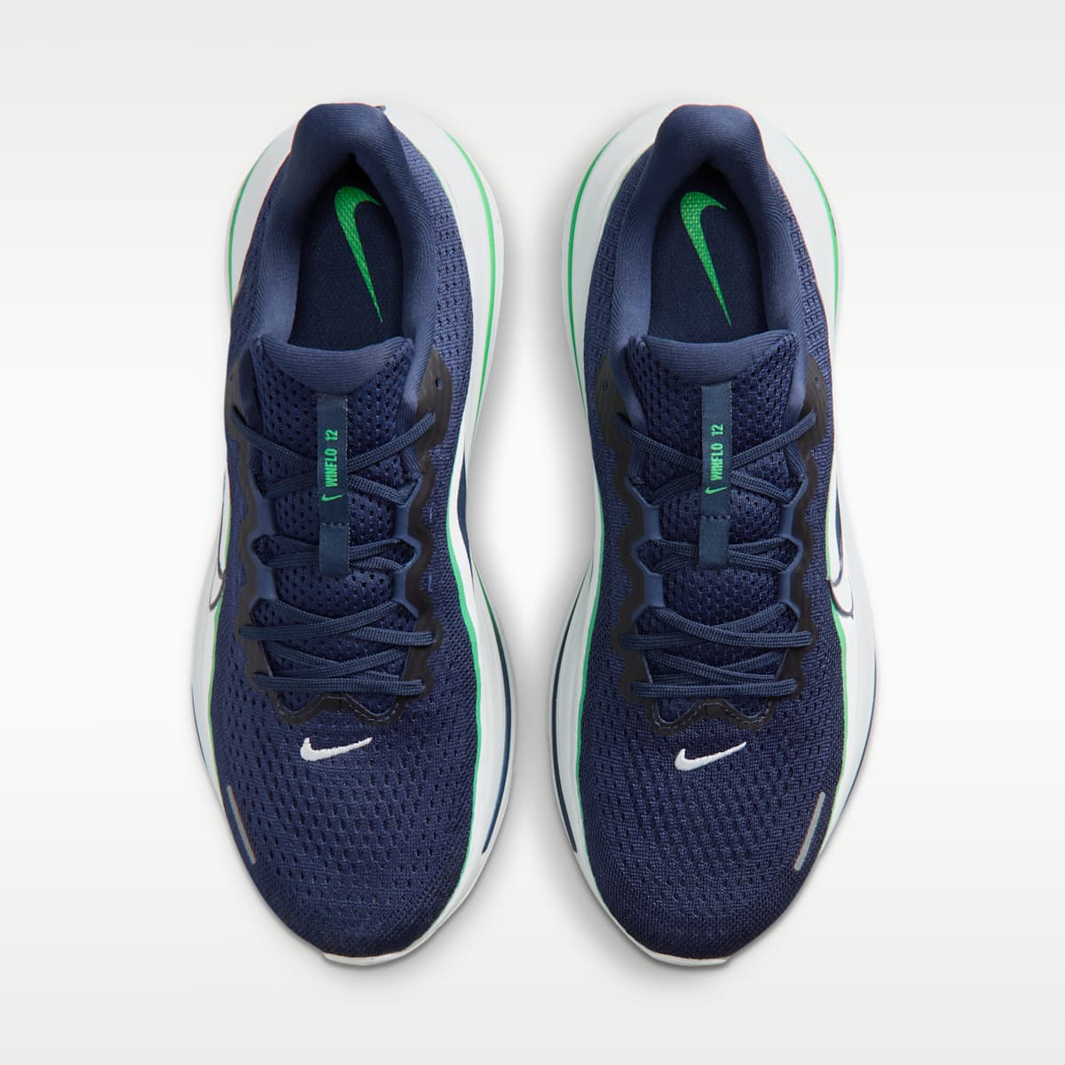 Nike Winflo 12 Men's Road Running Shoes - Midnight Navy/Green Spark/Summit White - Image 4
