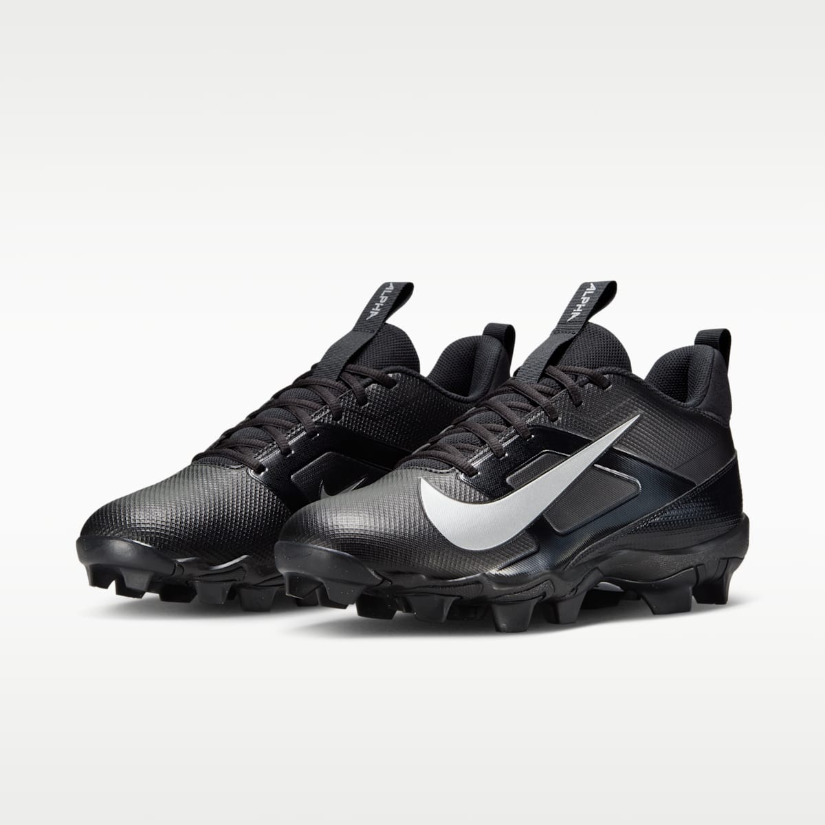 Nike Alpha Menace 4 Shark Football Cleats (Wide) - Black/Metallic Silver - Image 5