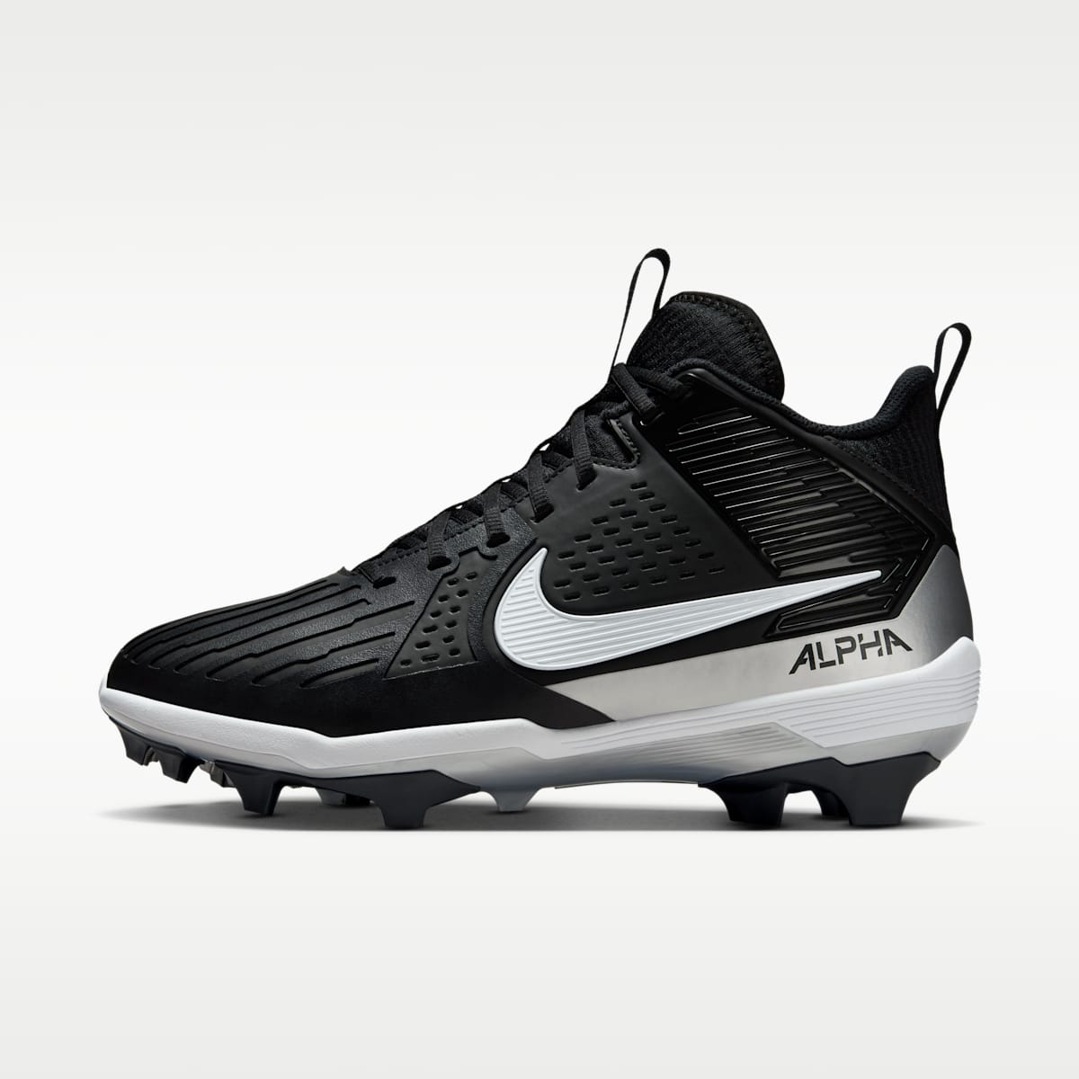 Nike Alpha Menace Strong Men's Football Cleats - Black/Metallic Silver/White - Image 1