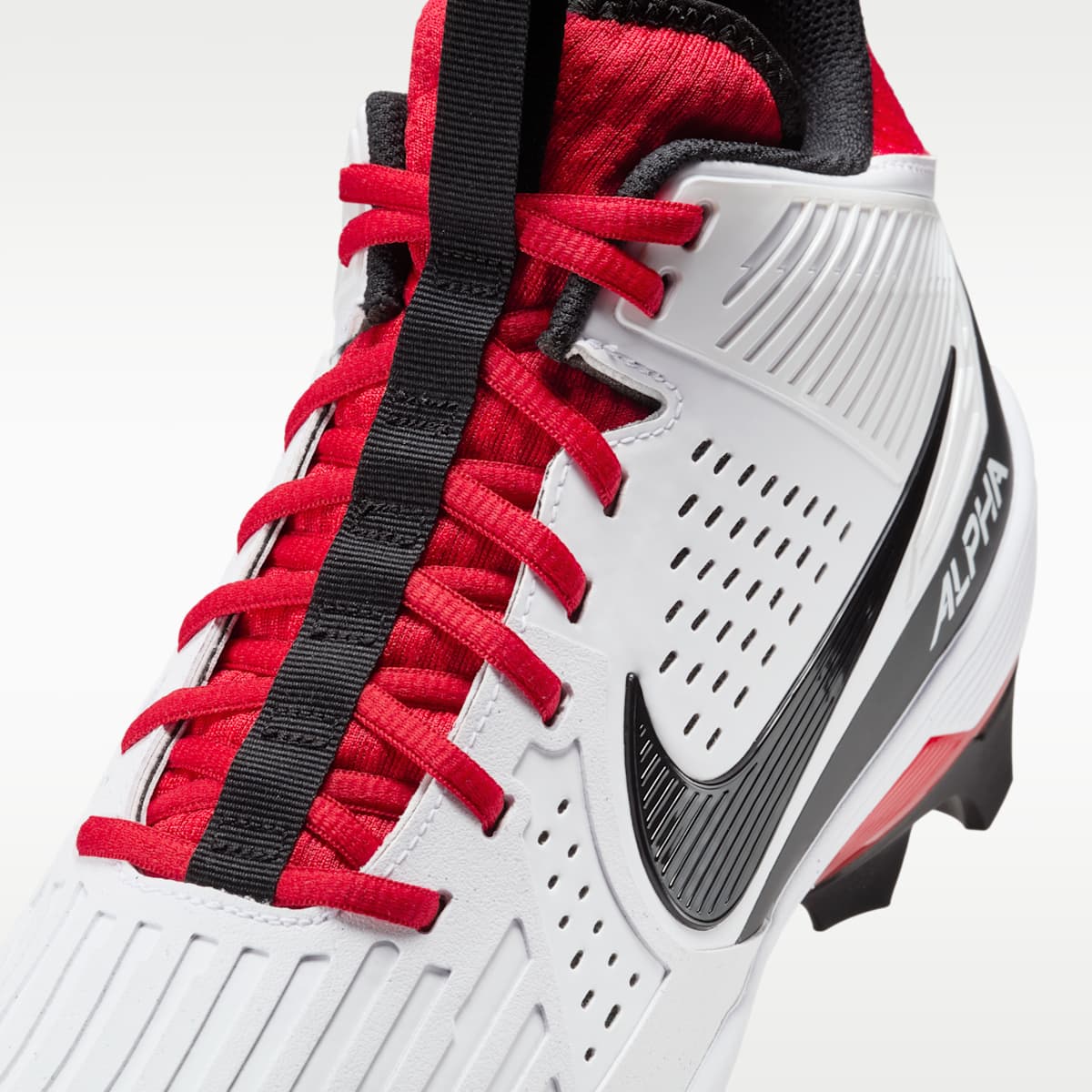 Nike Alpha Menace Strong Men's Football Cleats - White/University Red/Dark Smoke Grey/Black - Image 8