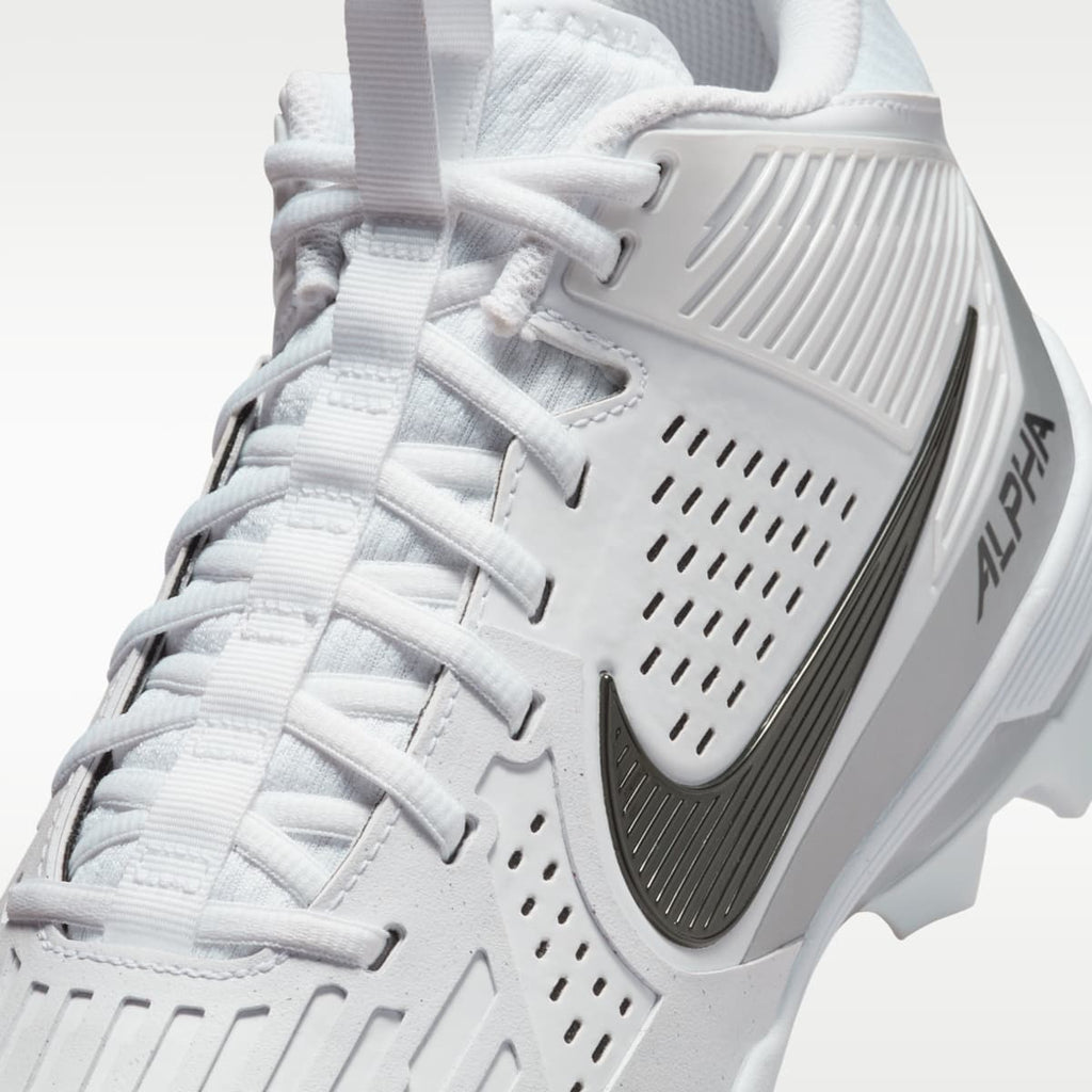 Nike Alpha Menace Strong Men's Football Cleats - White/Metallic Silver/Black - Image 8
