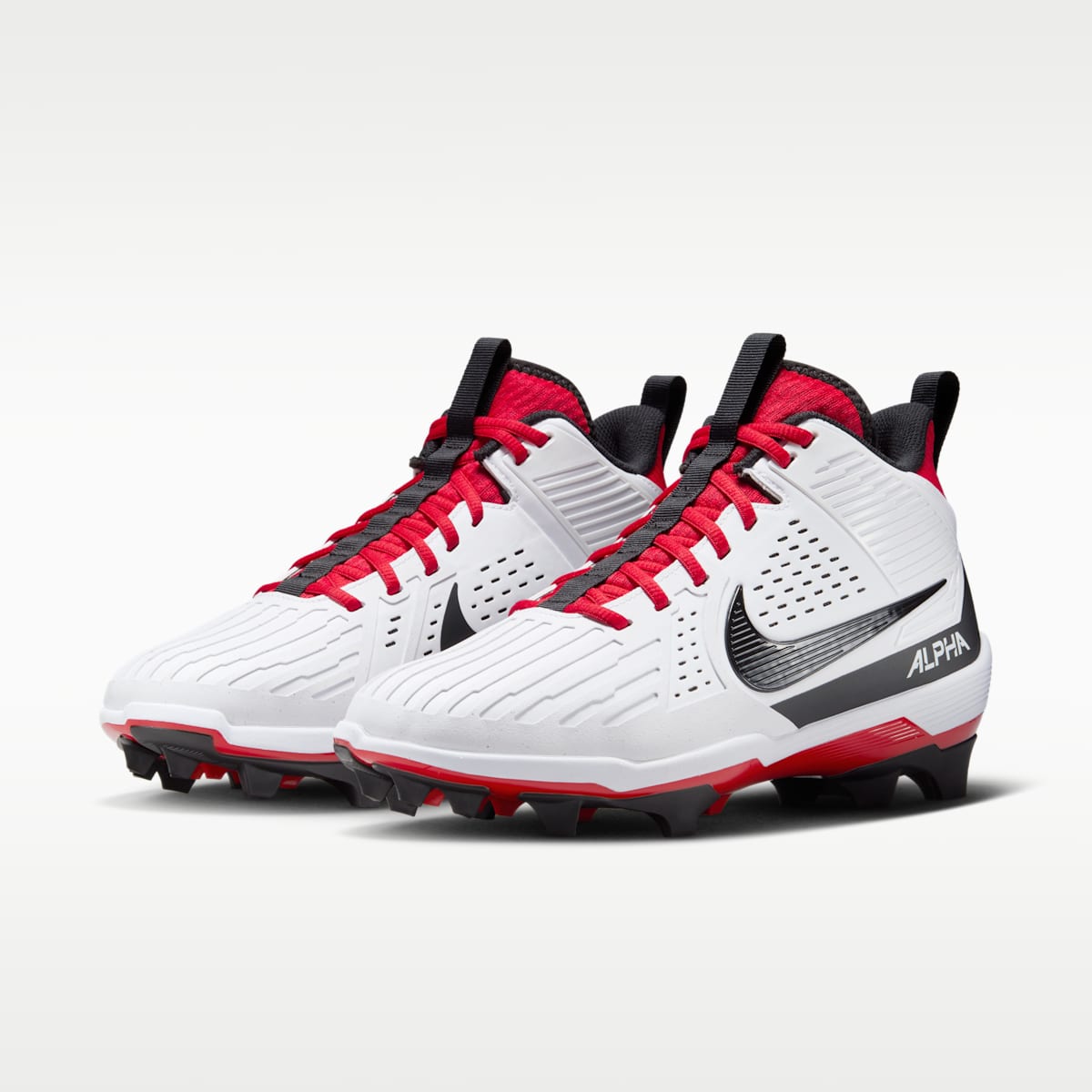 Nike Alpha Menace Strong Men's Football Cleats - White/University Red/Dark Smoke Grey/Black - Image 5