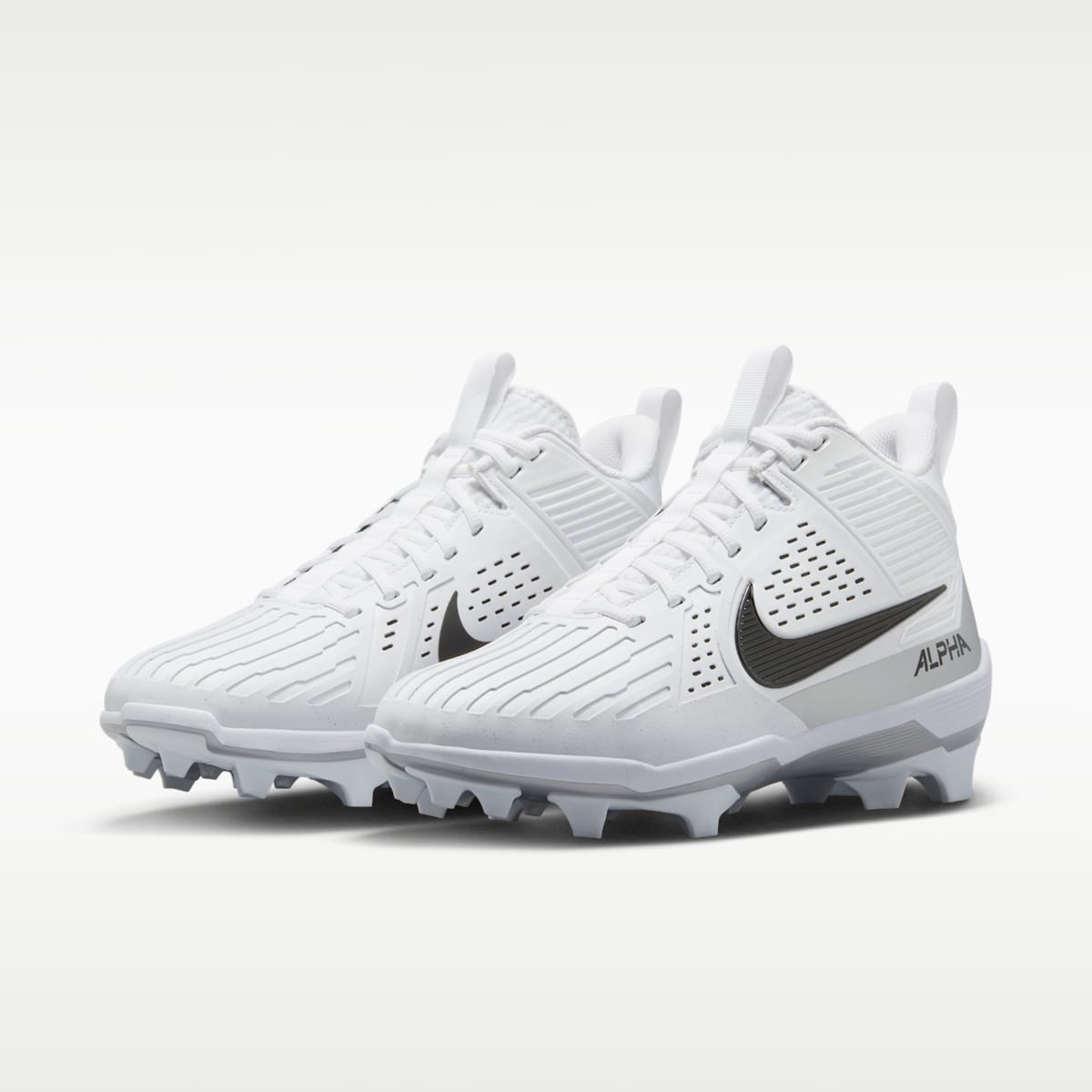 Nike Alpha Menace Strong Men's Football Cleats - White/Metallic Silver/Black - Image 5