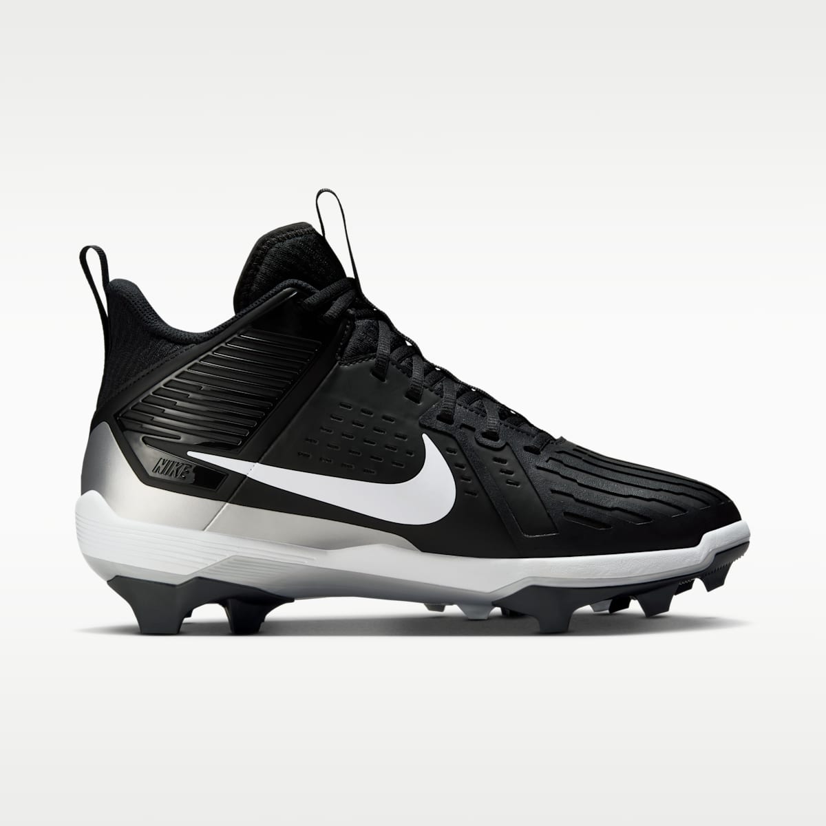 Nike Alpha Menace Strong Men's Football Cleats - Black/Metallic Silver/White - Image 3