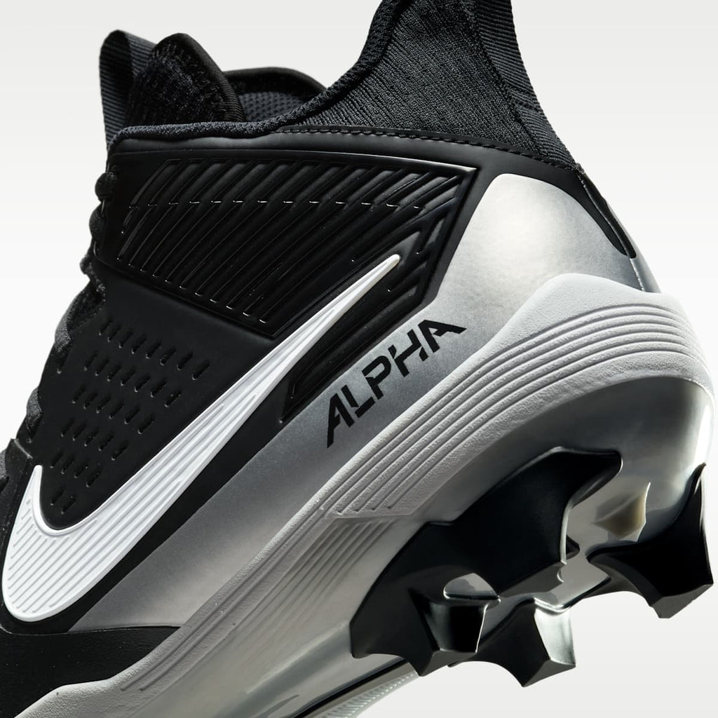 Nike Alpha Menace Strong Men's Football Cleats - Black/Metallic Silver/White - Image 9