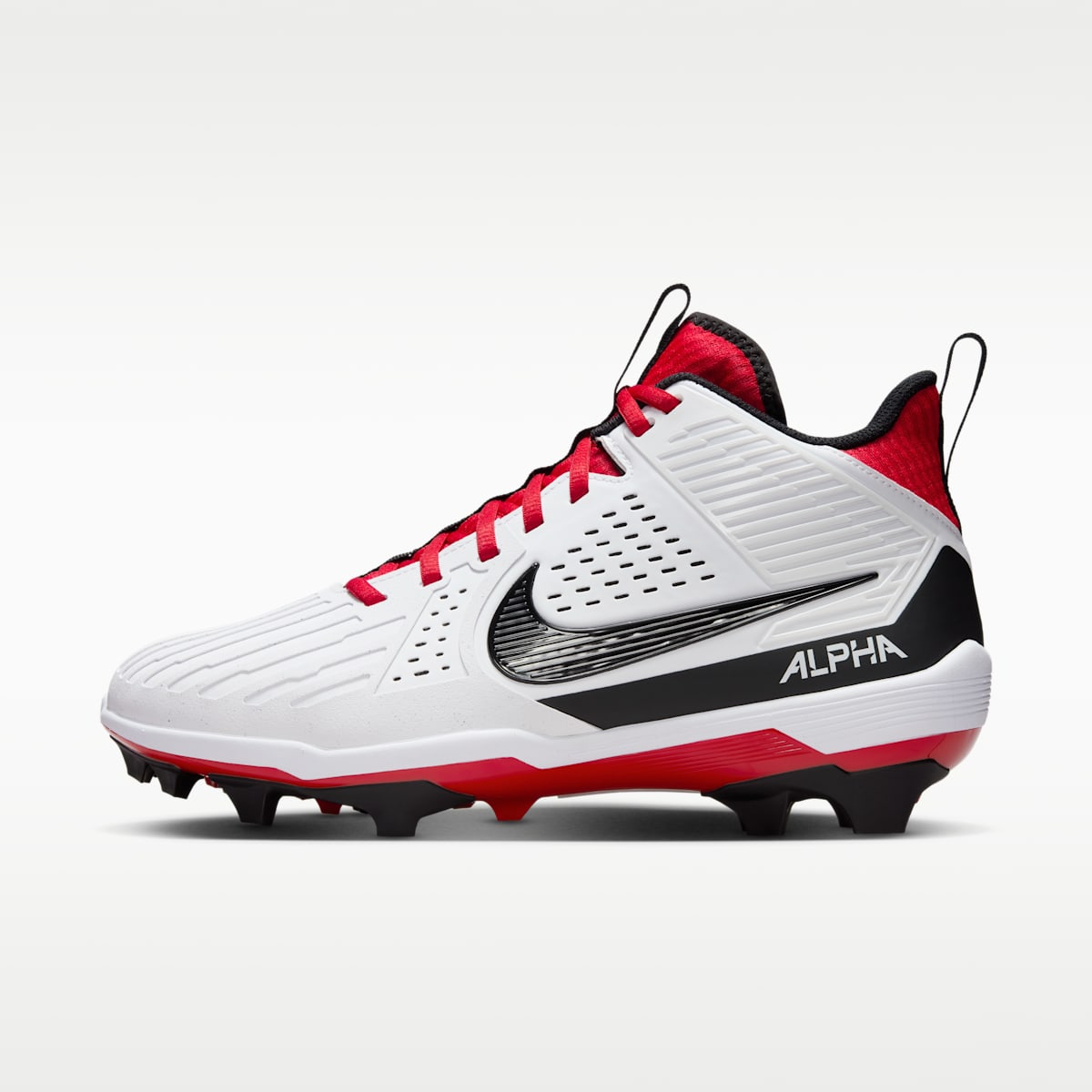 Nike Alpha Menace Strong Men's Football Cleats - White/University Red/Dark Smoke Grey/Black - Image 1