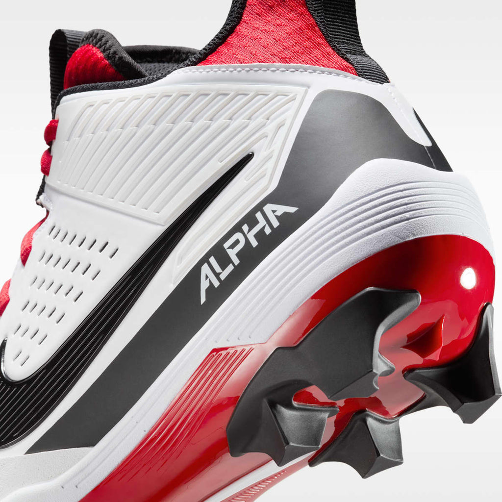 Nike Alpha Menace Strong Men's Football Cleats - White/University Red/Dark Smoke Grey/Black - Image 9