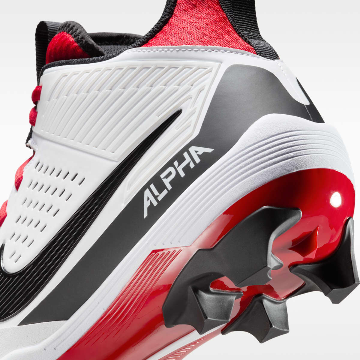 Nike Alpha Menace Strong Men's Football Cleats - White/University Red/Dark Smoke Grey/Black - Image 9