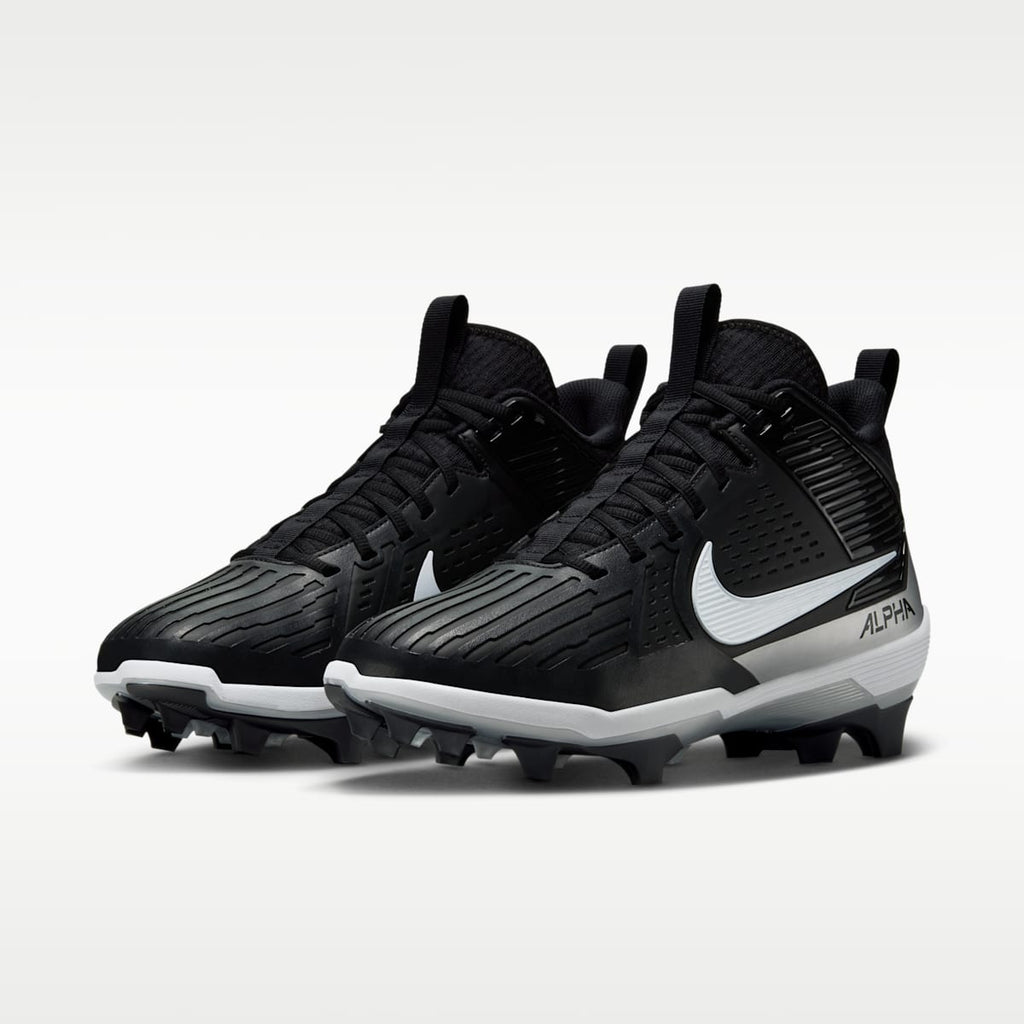 Nike Alpha Menace Strong Men's Football Cleats - Black/Metallic Silver/White - Image 5