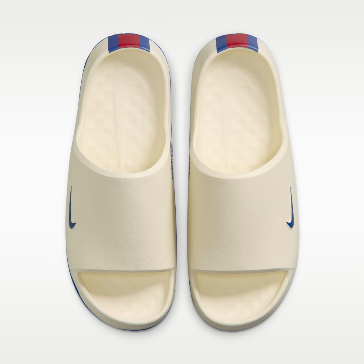 Nike Calm (New York Giants) Men's NFL Slides - Sail/Gym Red/Rush Blue - Image 5