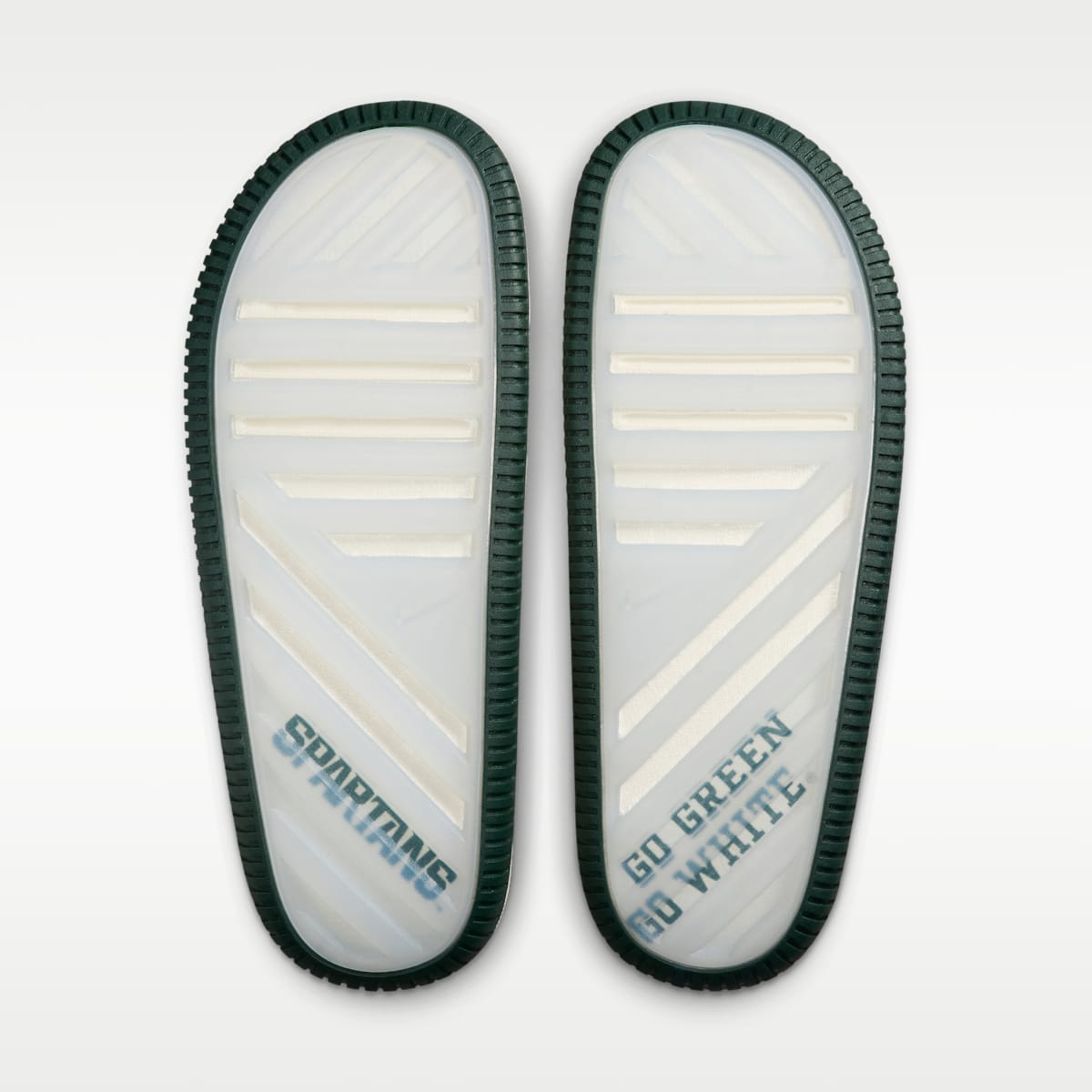 Nike Calm (Michigan State) Men's College Slides - Sail/Sail/Pro Green - Image 7