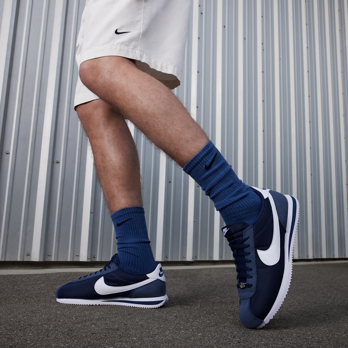 Nike Cortez Textile Men's Shoes - Midnight Navy/White - Image 2