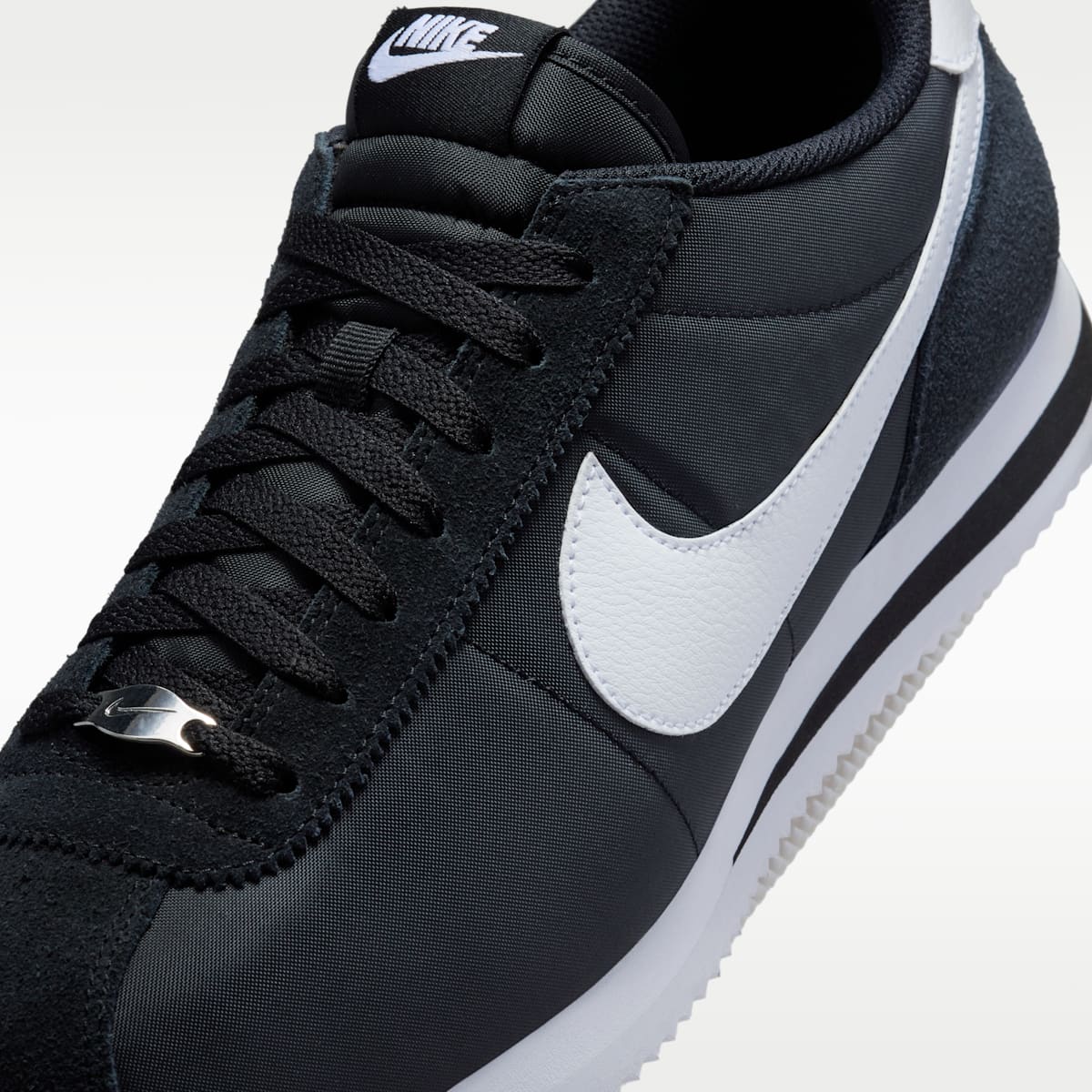 Nike Cortez Textile Men's Shoes - Black/White - Image 7