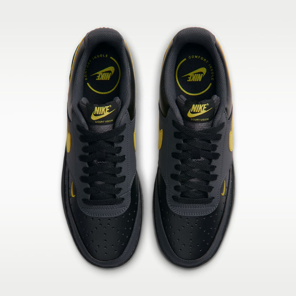 Nike Court Vision Low Men's Shoes - Dark Smoke Grey/Black/Chrome Yellow - Image 4