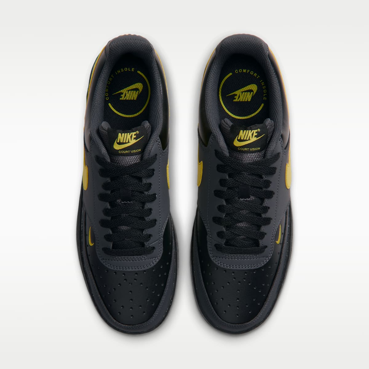Nike Court Vision Low Men's Shoes - Dark Smoke Grey/Black/Chrome Yellow - Image 4