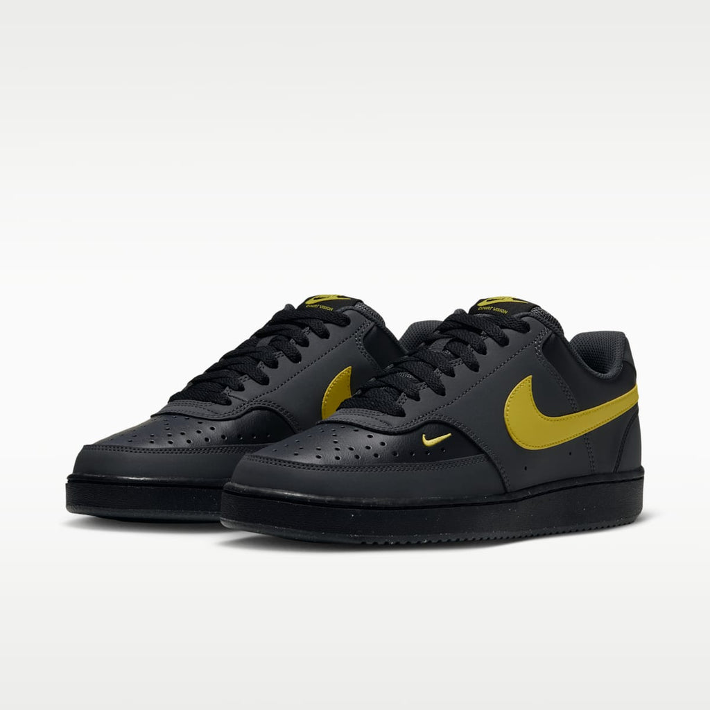 Nike Court Vision Low Men's Shoes - Dark Smoke Grey/Black/Chrome Yellow - Image 5