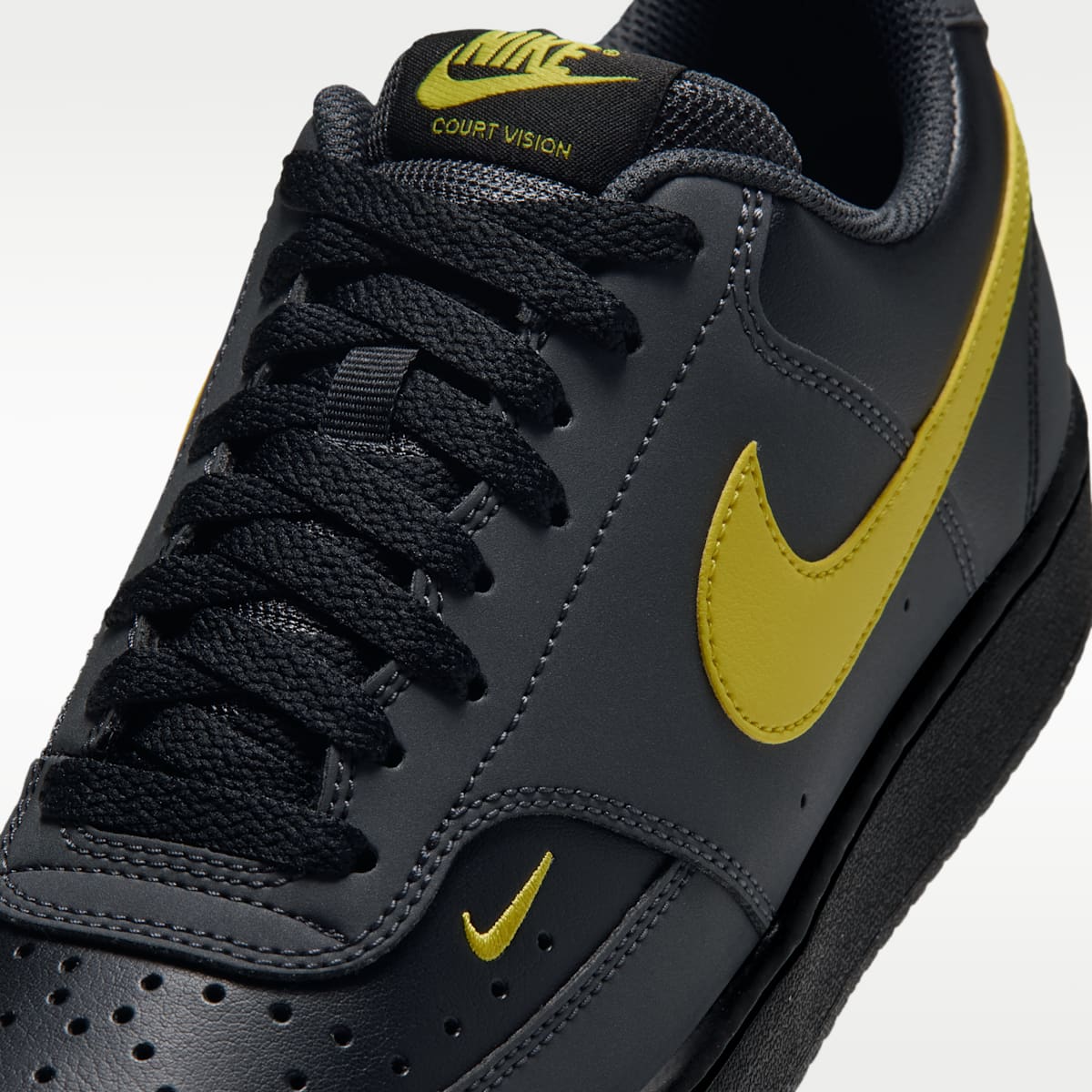 Nike Court Vision Low Men's Shoes - Dark Smoke Grey/Black/Chrome Yellow - Image 7