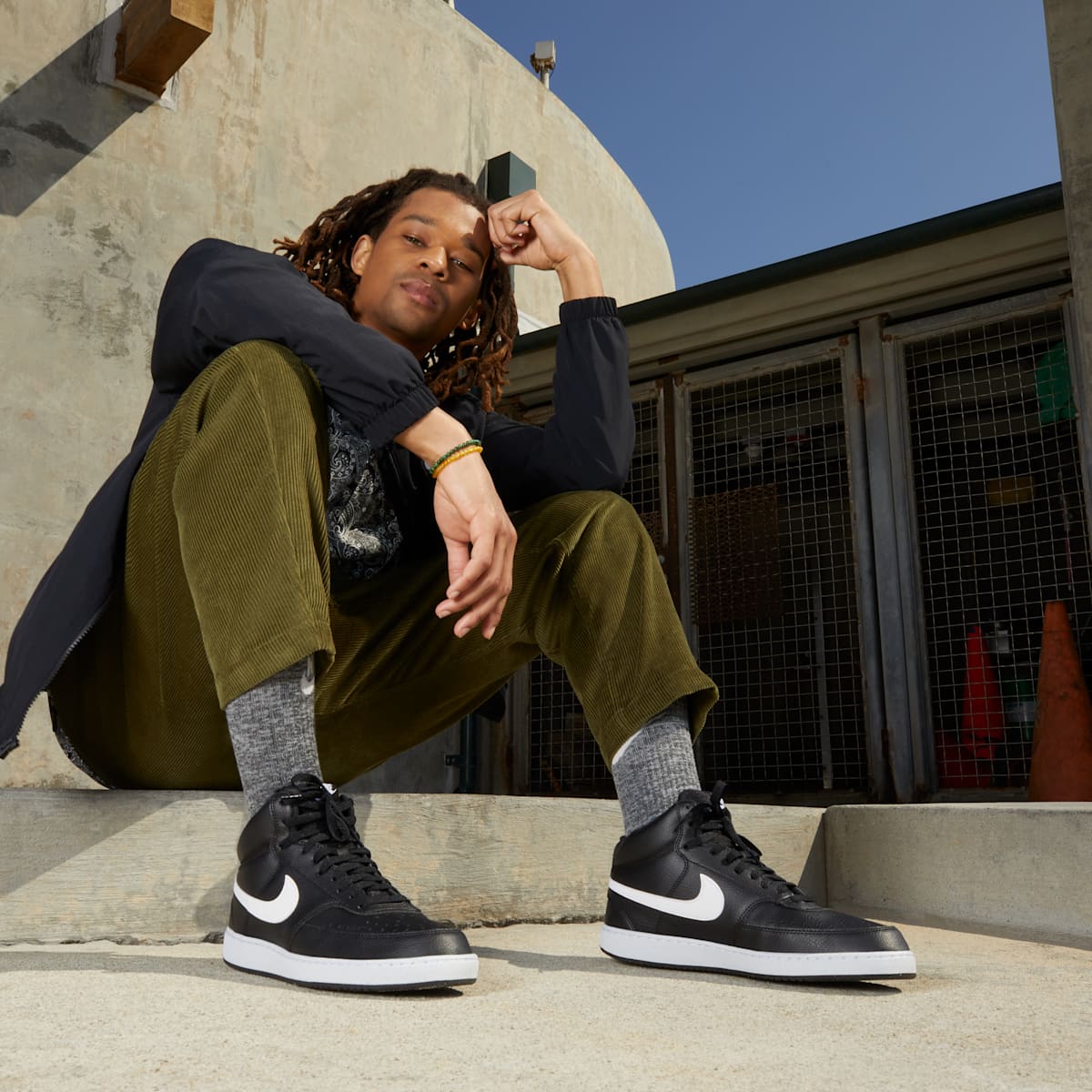 Nike Court Vision Mid Next Nature Men's Shoes - Black/Black/White - Image 10