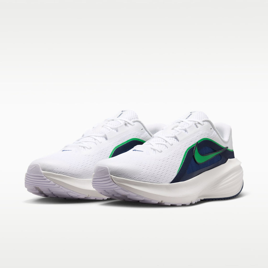 Nike Downshifter 14 Men's Road Running Shoe - White/Midnight Navy/Summit White/Green Spark - Image 5