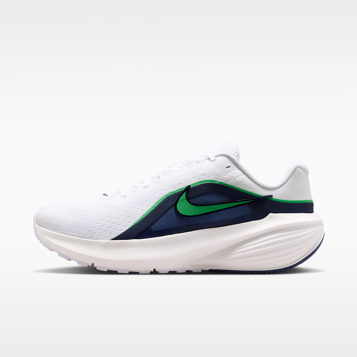 Nike Downshifter 14 Men's Road Running Shoe - White/Midnight Navy/Summit White/Green Spark - Image 1