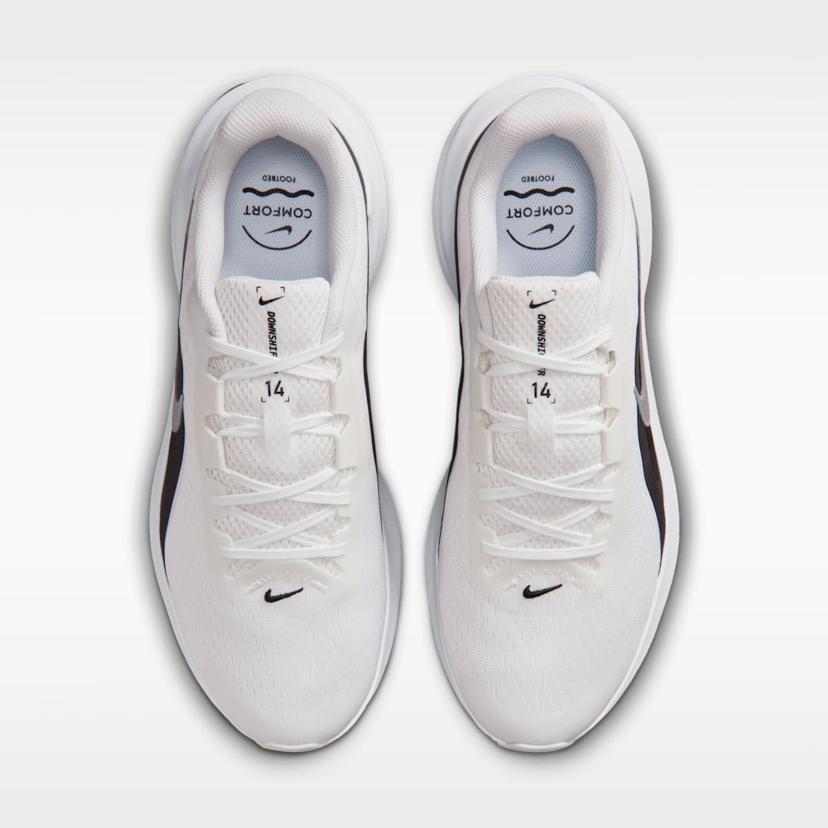 Nike Downshifter 14 Men's Road Running Shoe - Summit White/Black/White/Metallic Silver - Image 4
