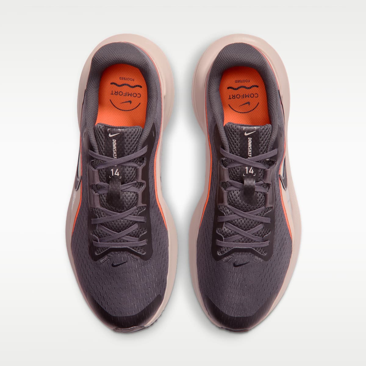 Nike Downshifter 14 Men's Road Running Shoes (Wide) - Medium Ash/Cream II/Total Orange/Black - Image 4