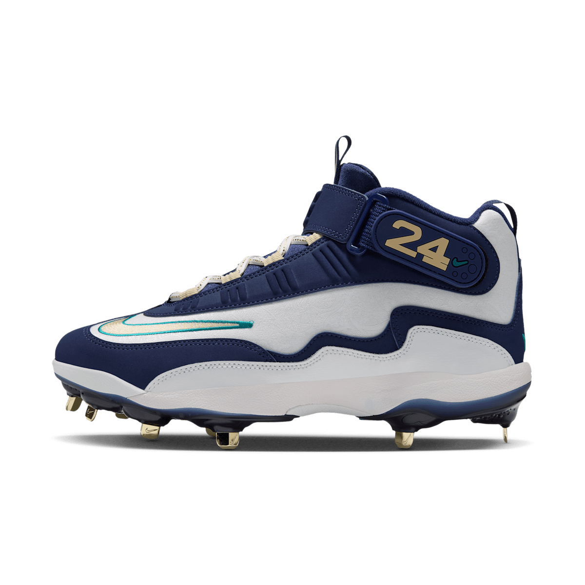 Nike Griffey 1 Metal "Hall of Fame" Men's Baseball Cleats - Summit White/Team Gold/Midnight Navy - Image 1