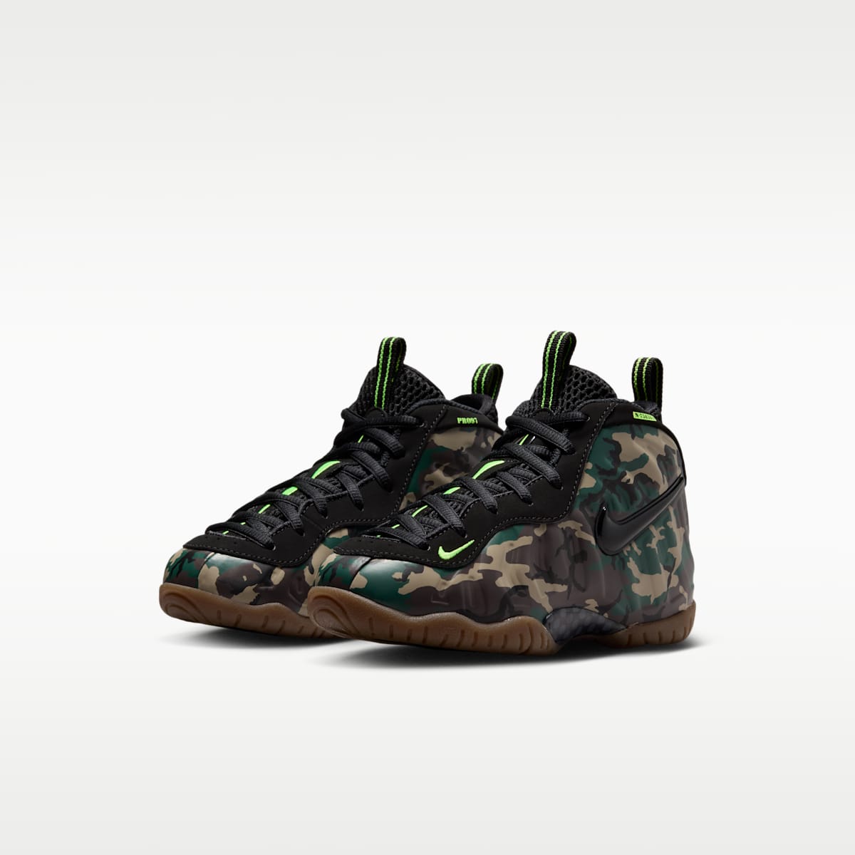 Nike Little Posite Pro Premium Little Kids' Shoes - Black/Voltage Green/Gum Dark Brown/Black