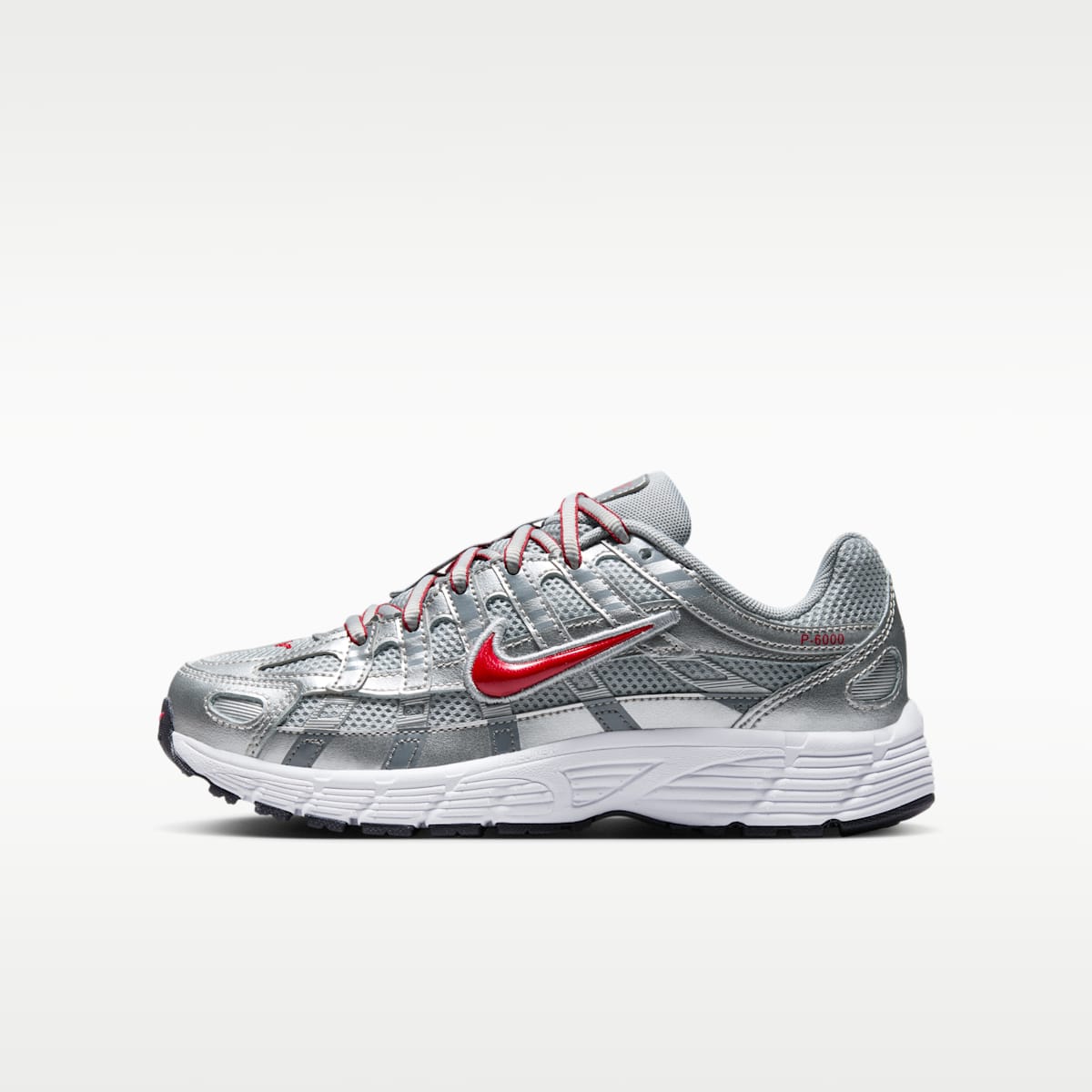 Nike P-6000 Big Kids' Shoes - Metallic Silver/Flat Silver/Cool Grey/Gym Red