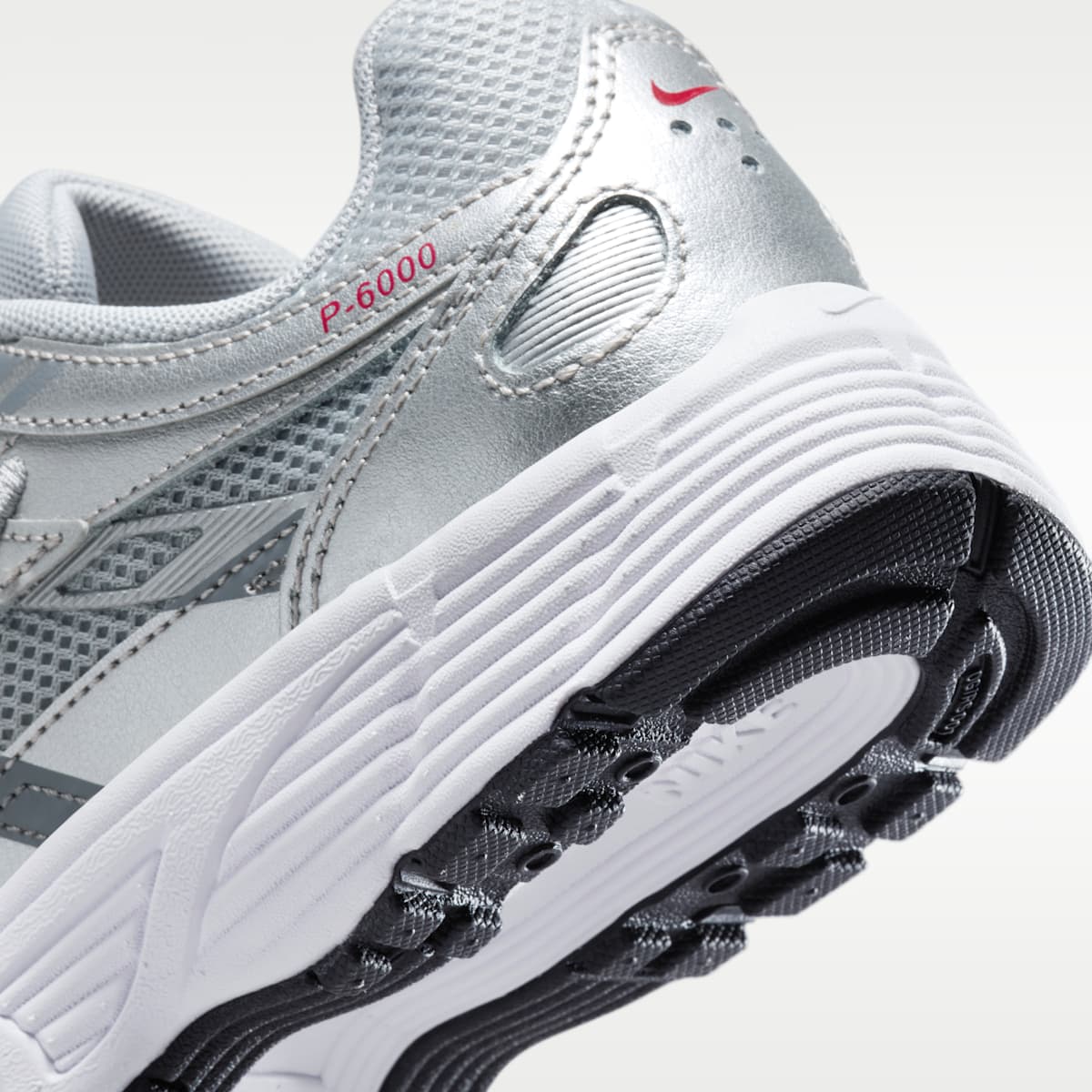 Nike P-6000 Big Kids' Shoes - Metallic Silver/Flat Silver/Cool Grey/Gym Red