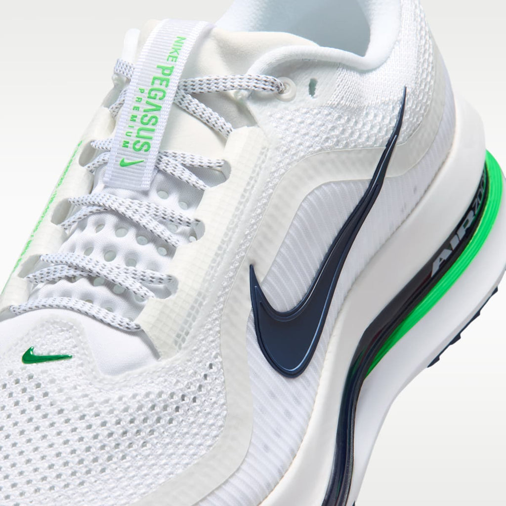 Nike Pegasus Premium Men's Road Running Shoes - White/Midnight Navy/Green Spark - Image 7