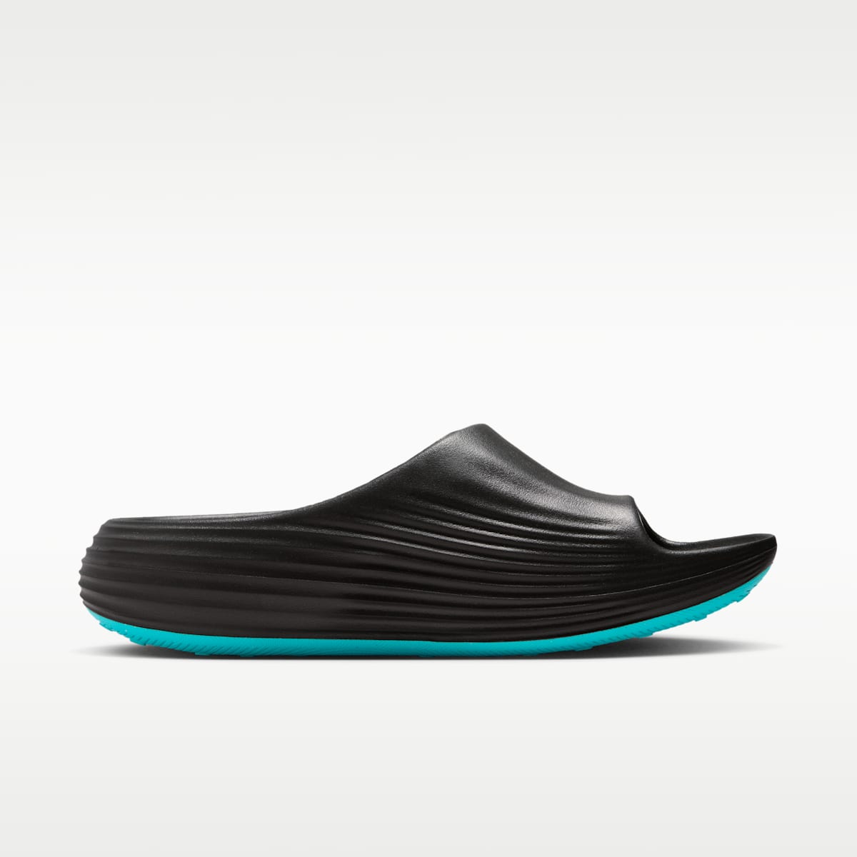 Nike ReactX Rejuven8 Men's Slides - Black/Gamma Blue/Metallic Silver - Image 4