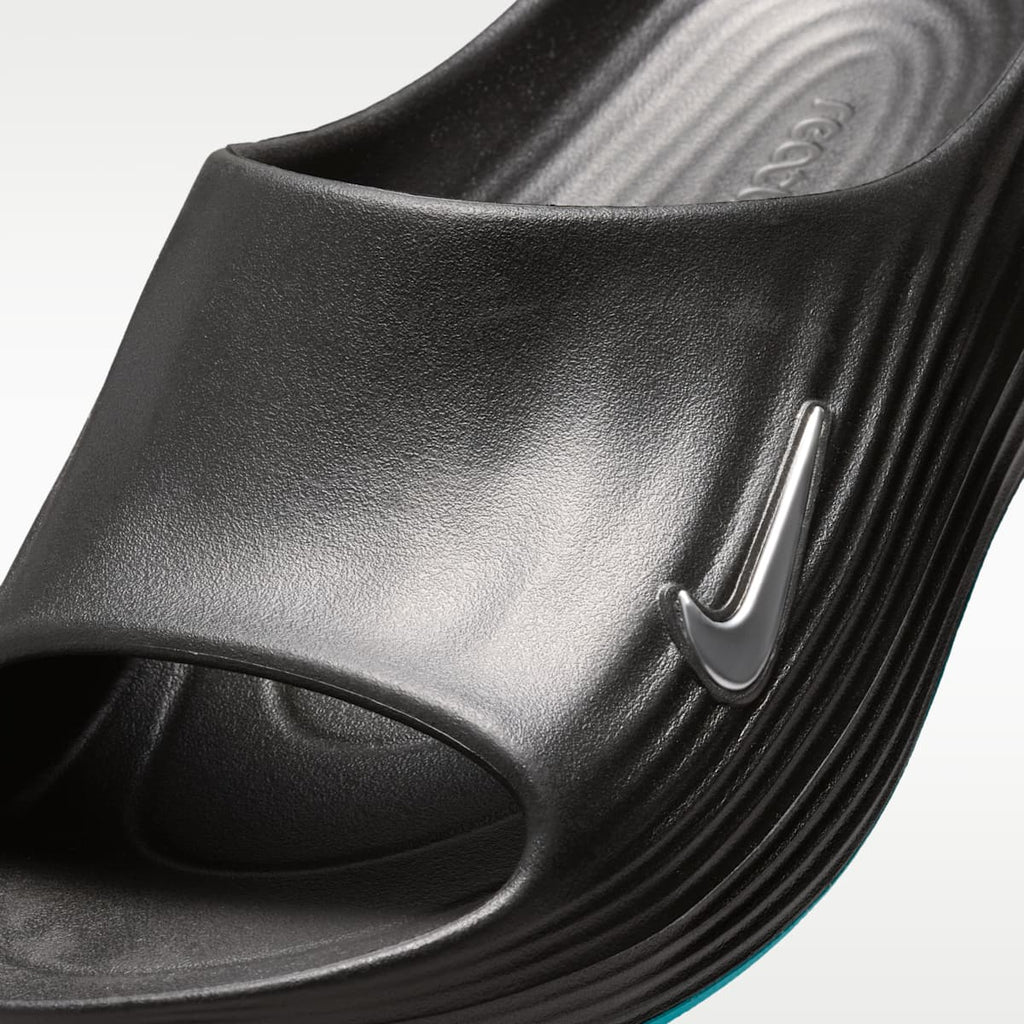 Nike ReactX Rejuven8 Men's Slides - Black/Gamma Blue/Metallic Silver - Image 6