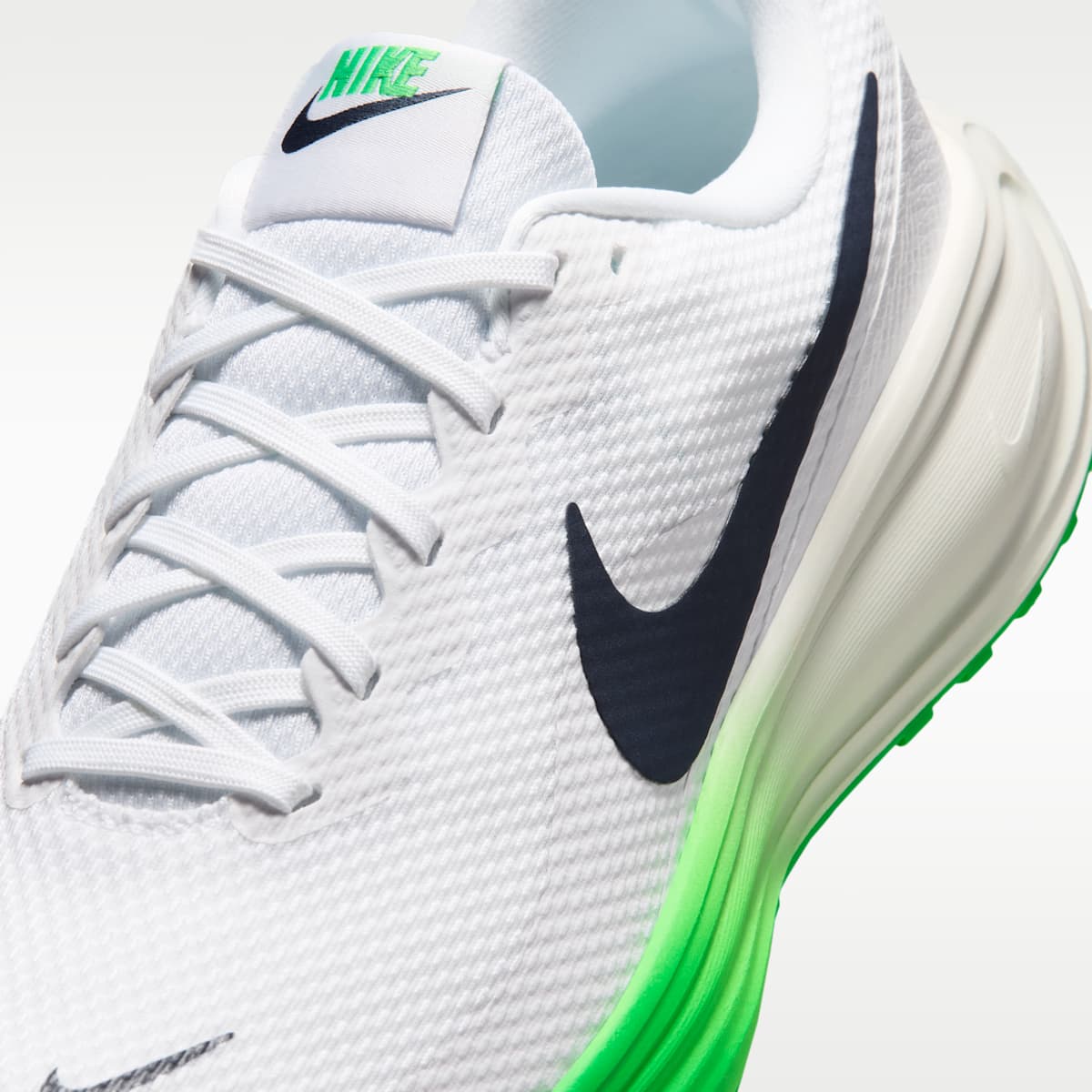 Nike Revolution 8 Men's Road Running Shoes - White/Green Spark/Summit White/Midnight Navy - Image 7