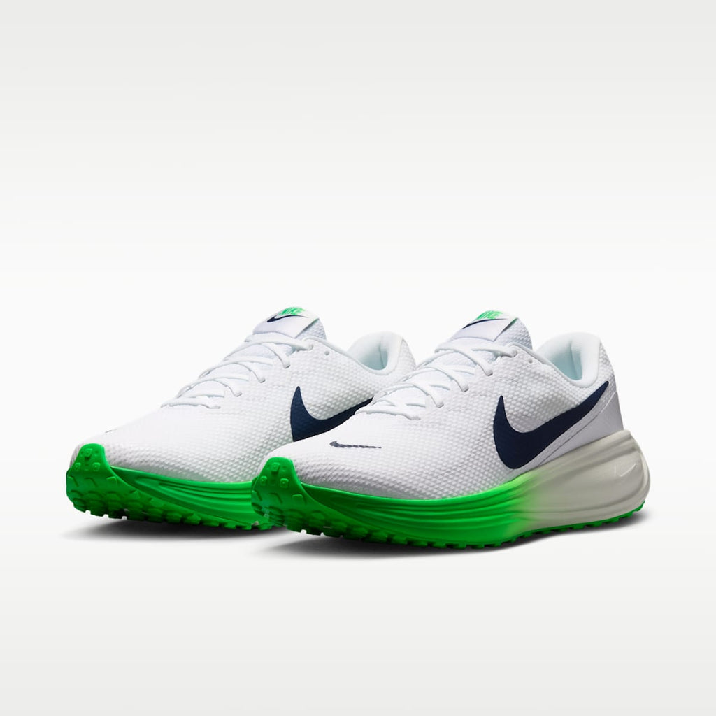 Nike Revolution 8 Men's Road Running Shoes (Wide) - White/Green Spark/Summit White/Midnight Navy - Image 5
