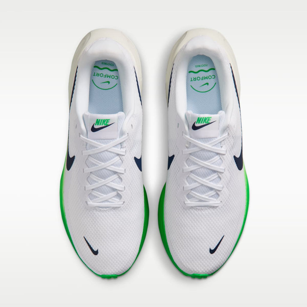 Nike Revolution 8 Men's Road Running Shoes (Wide) - White/Green Spark/Summit White/Midnight Navy - Image 4