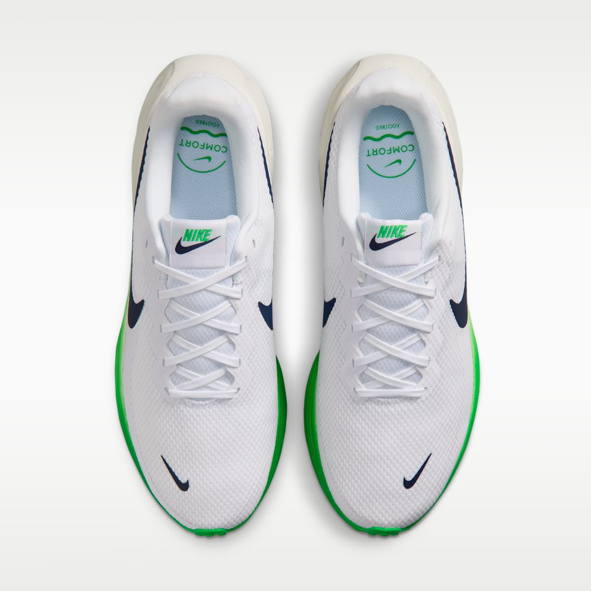 Nike Revolution 8 Men's Road Running Shoes (Wide) - White/Green Spark/Summit White/Midnight Navy - Image 4