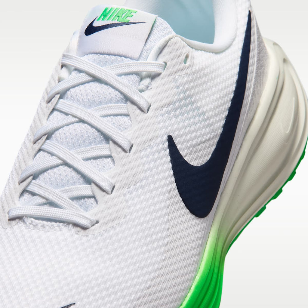 Nike Revolution 8 Men's Road Running Shoes (Wide) - White/Green Spark/Summit White/Midnight Navy - Image 7