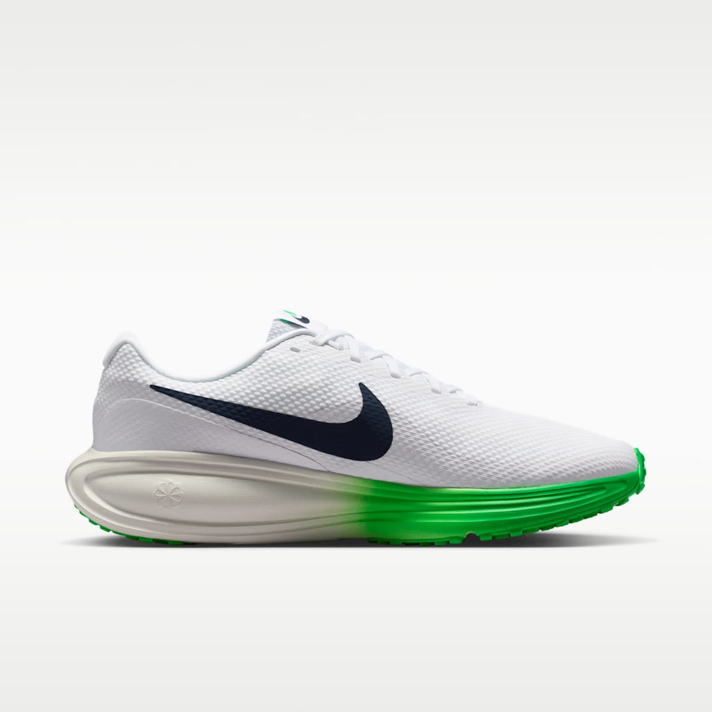 Nike Revolution 8 Men's Road Running Shoes (Wide) - White/Green Spark/Summit White/Midnight Navy - Image 3