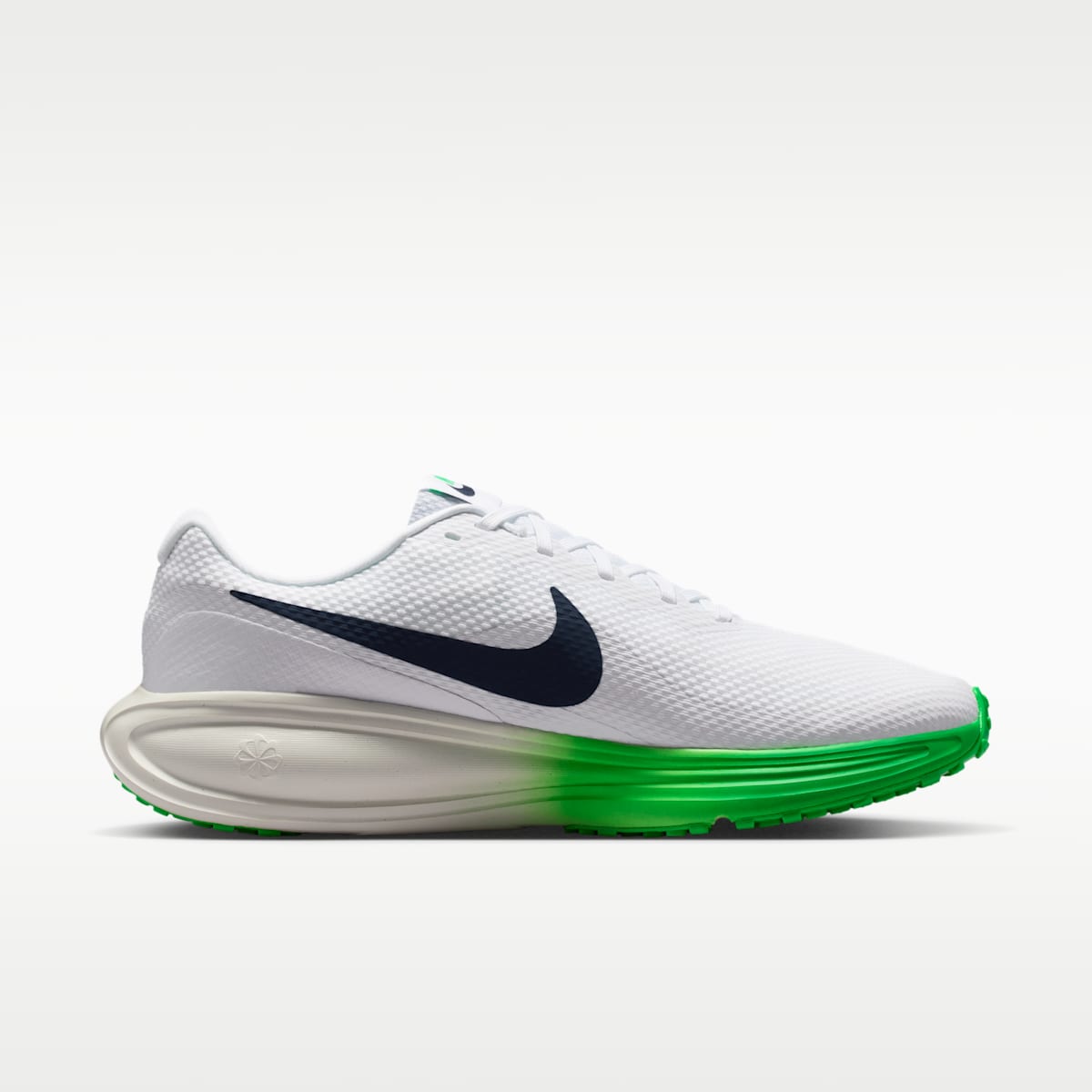 Nike Revolution 8 Men's Road Running Shoes (Wide) - White/Green Spark/Summit White/Midnight Navy - Image 3