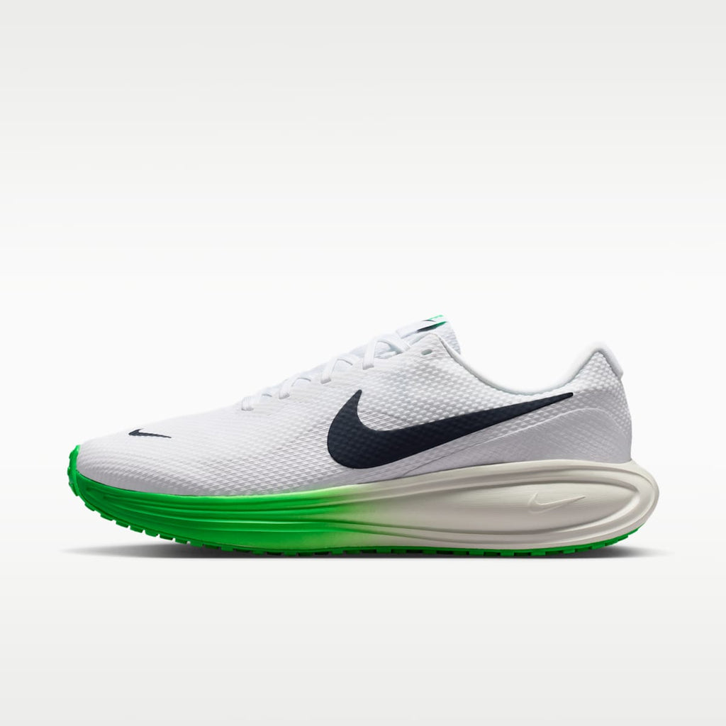 Nike Revolution 8 Men's Road Running Shoes (Wide) - White/Green Spark/Summit White/Midnight Navy - Image 1